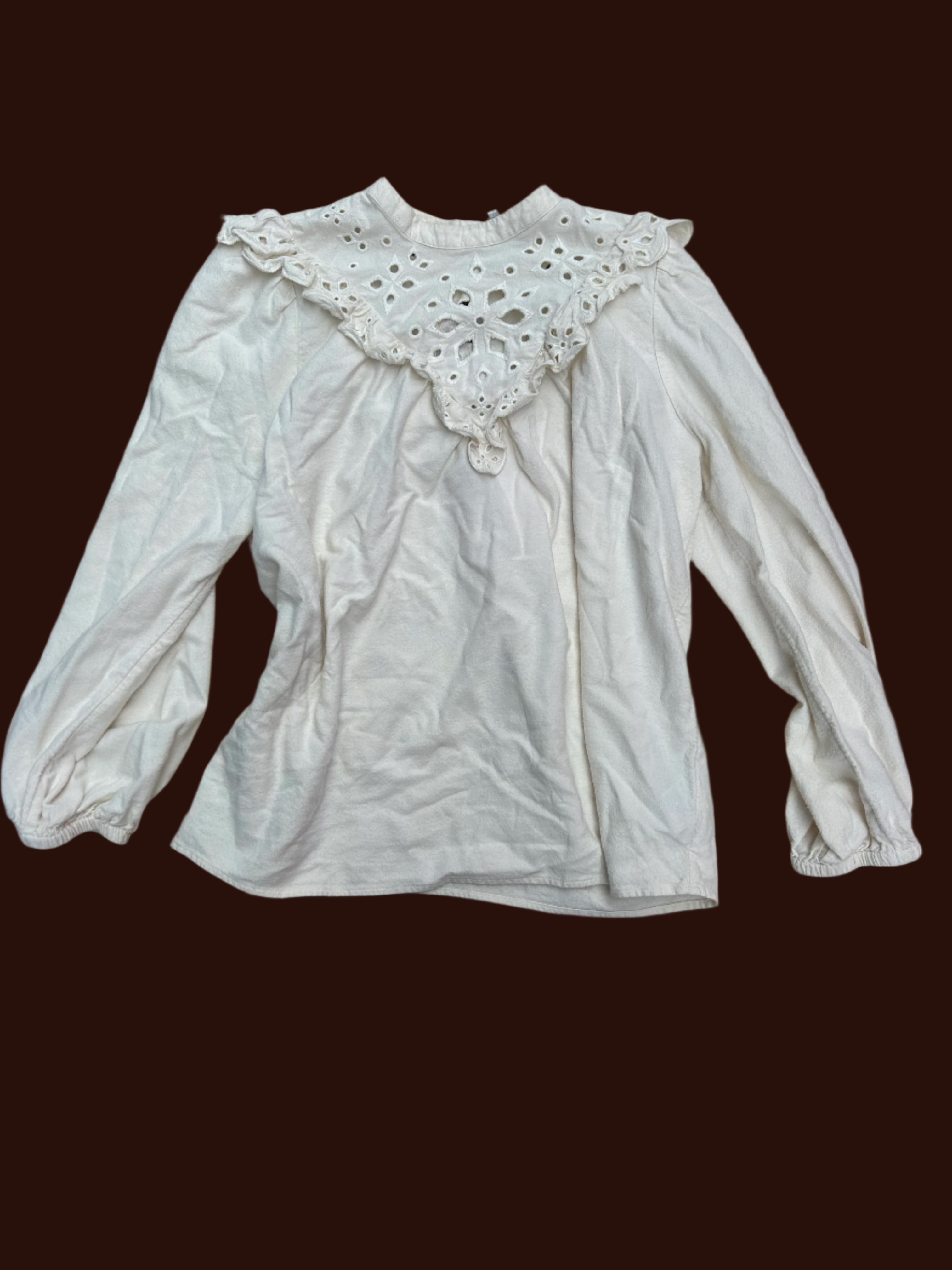 cream Madewell Long sleeve eyelet top, s