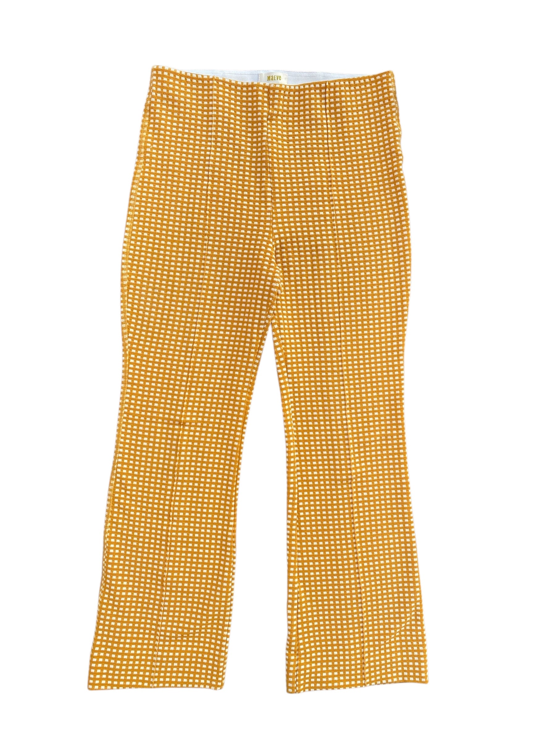 yellow maeve gingham elastic pants, s