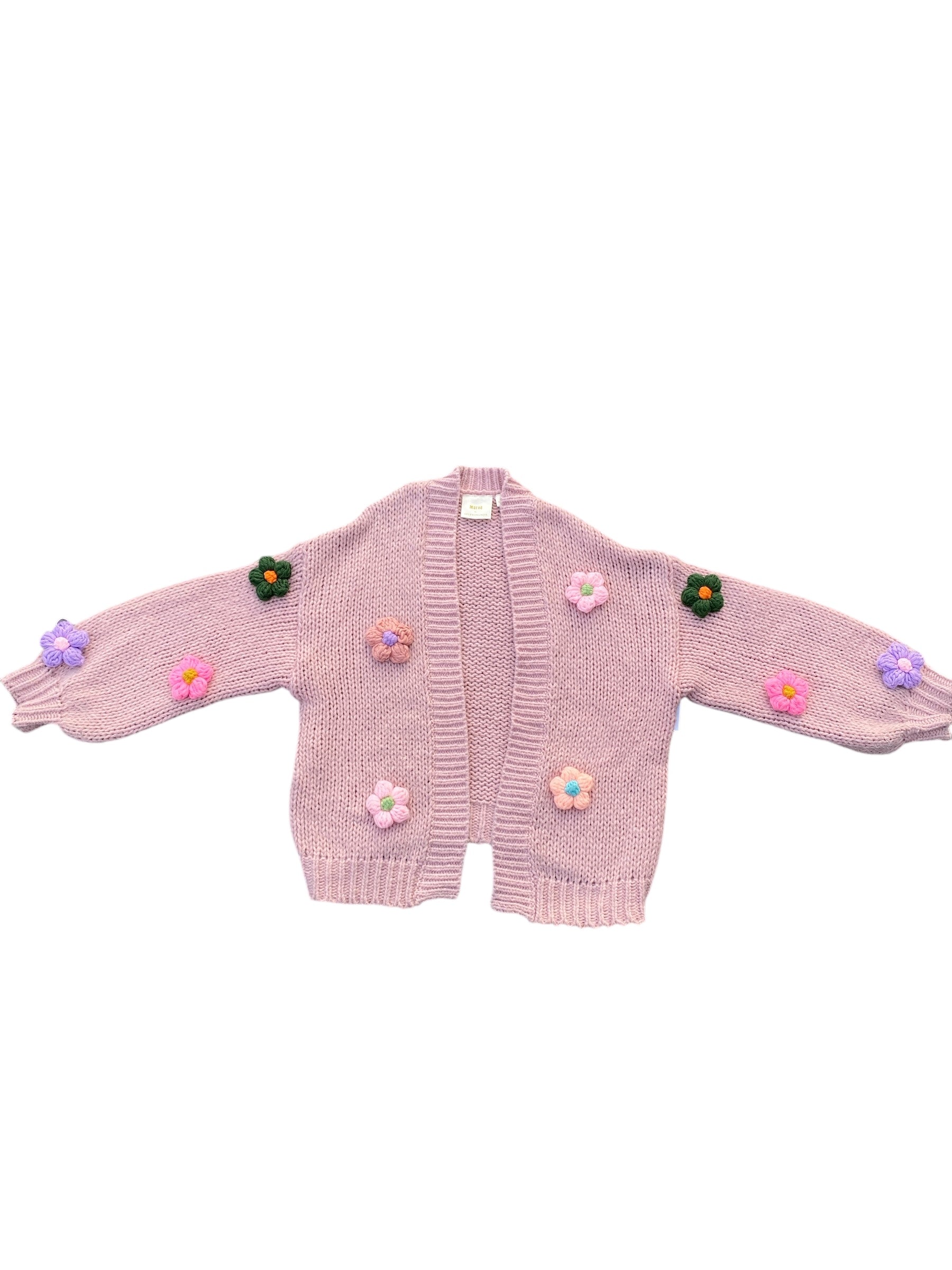 pink maeve 3d floral cardigan, os