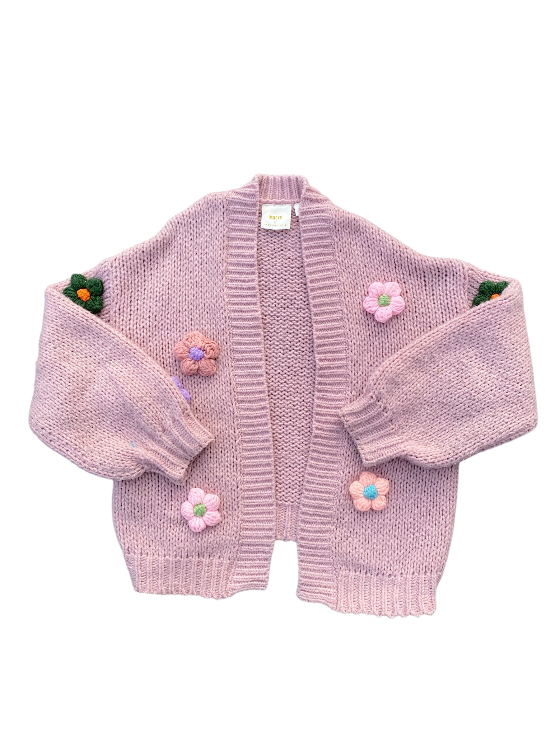 pink maeve 3d floral cardigan, os