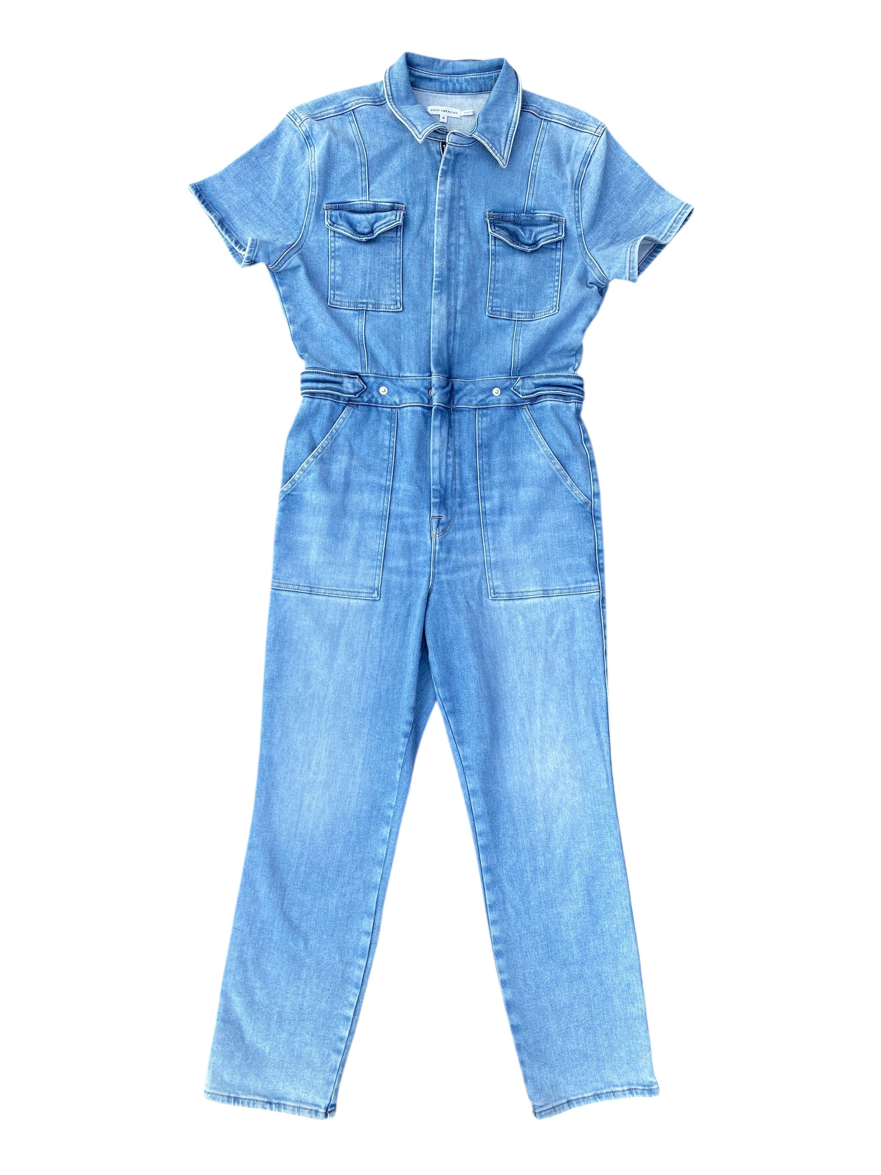 blue good american denim jumpsuit, 4