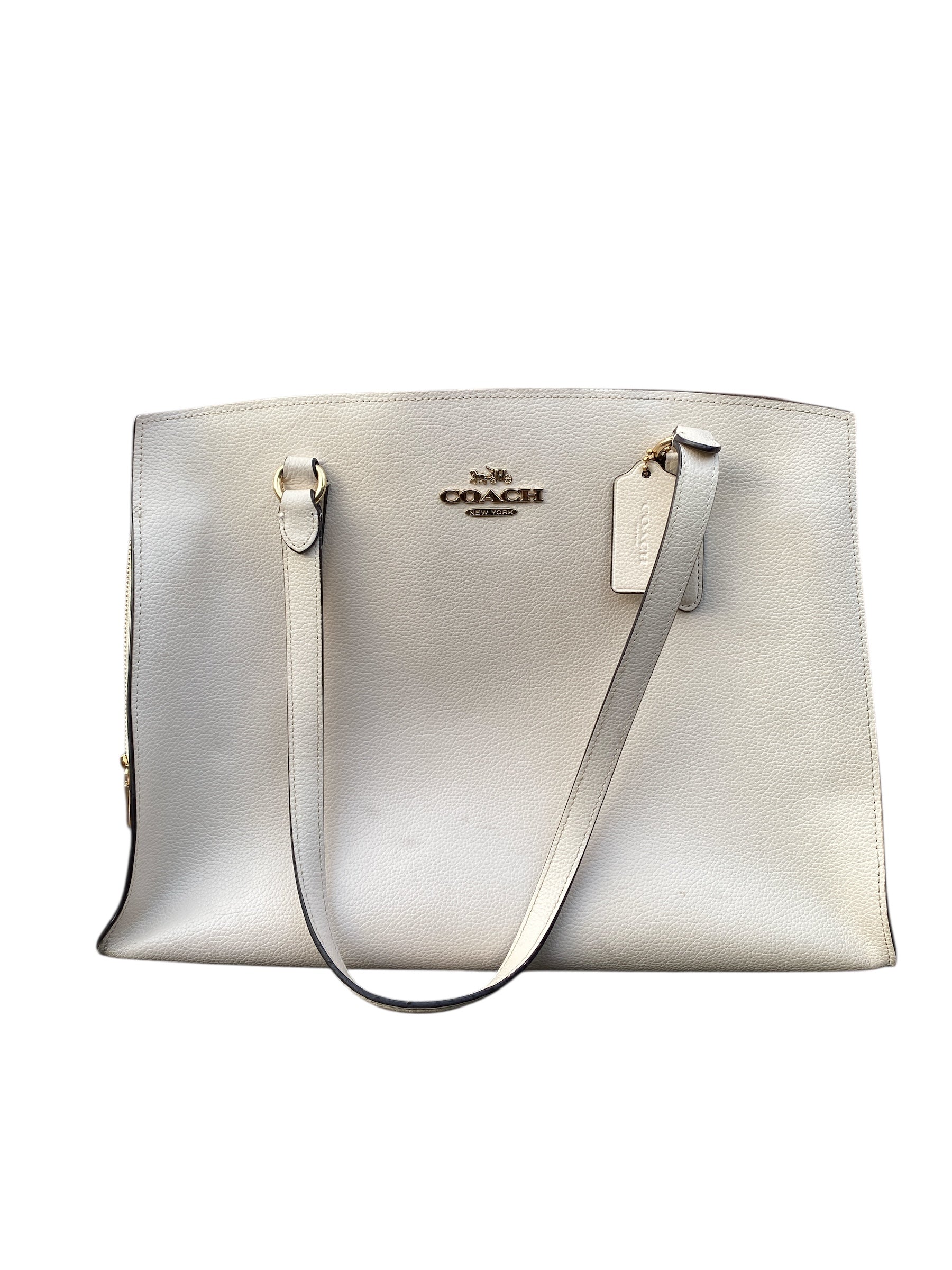 white coach large leather tote