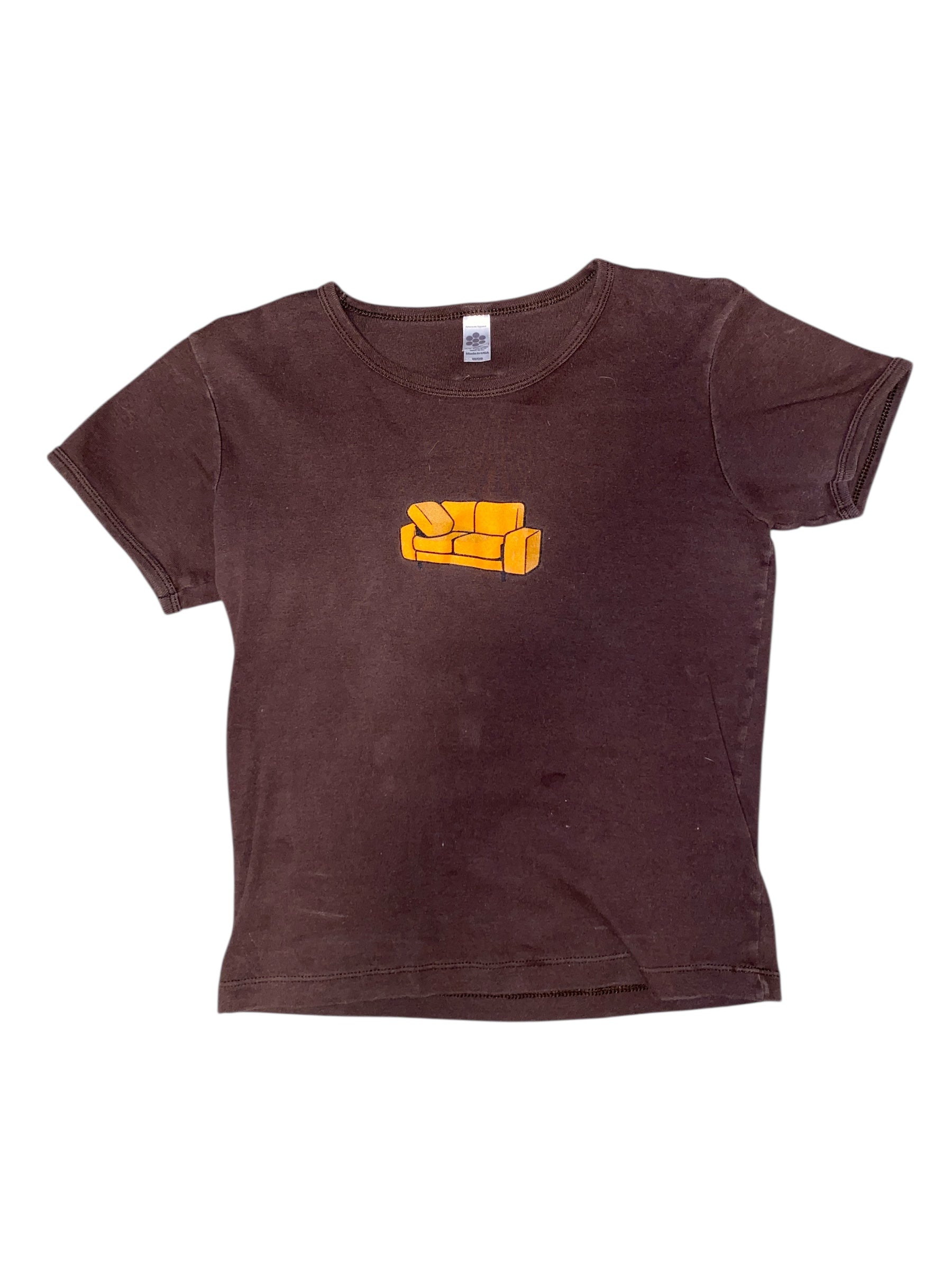 brown orange american apparel couch baby tee, m