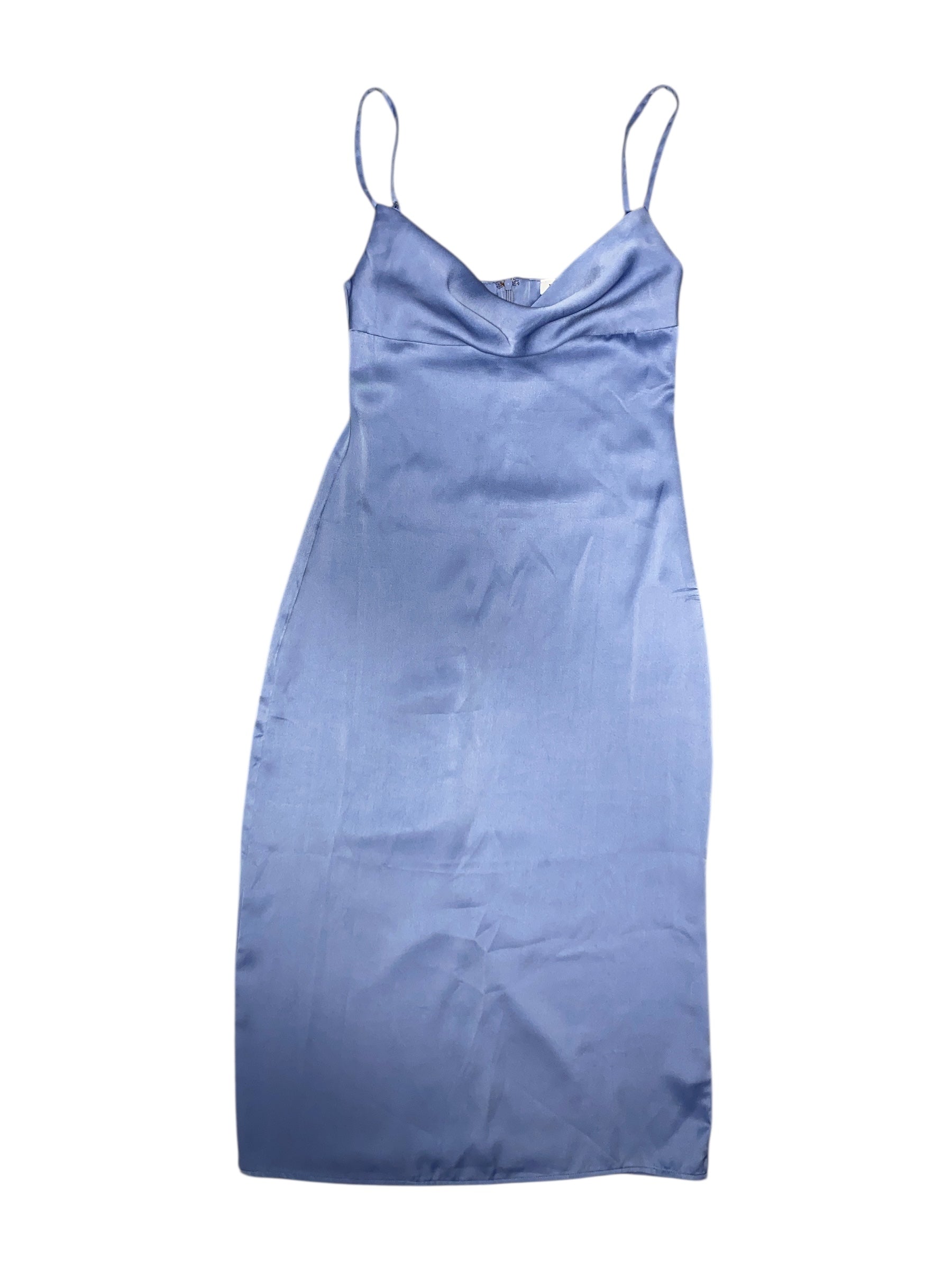 blue weworewhat silky cowl neck midi dress, 2
