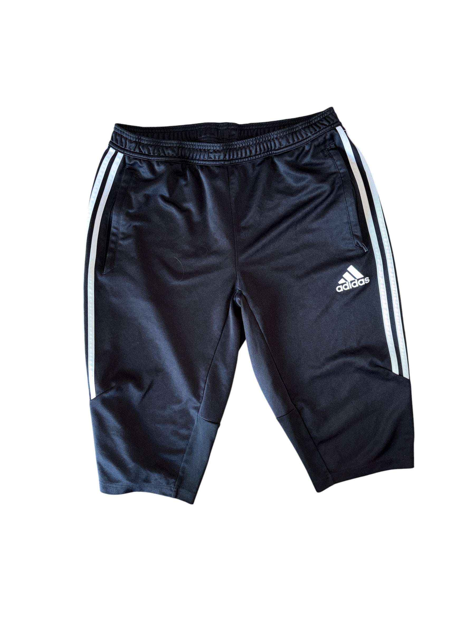 black white adidas striped capri, L