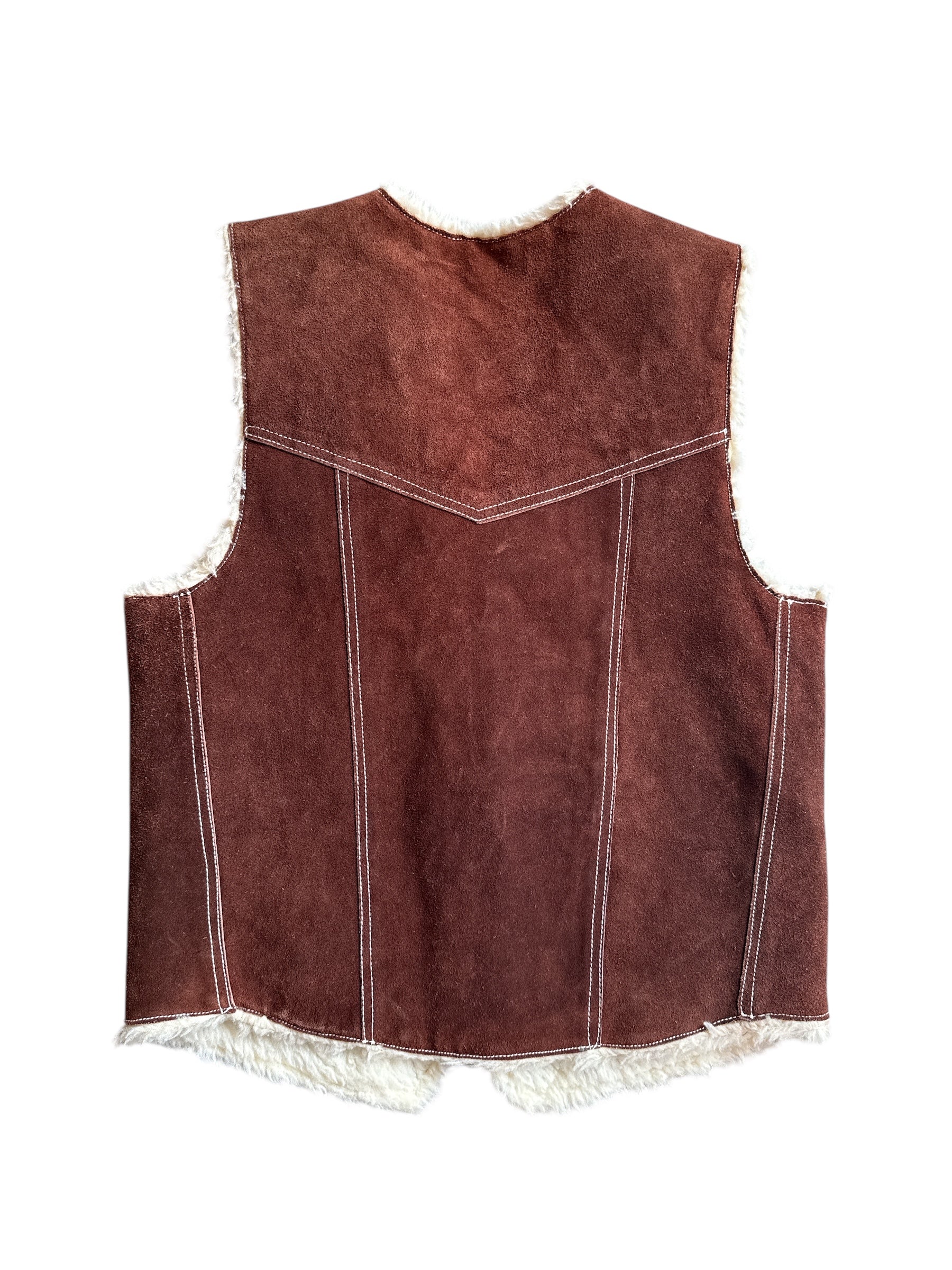 brown leather sherpa vest