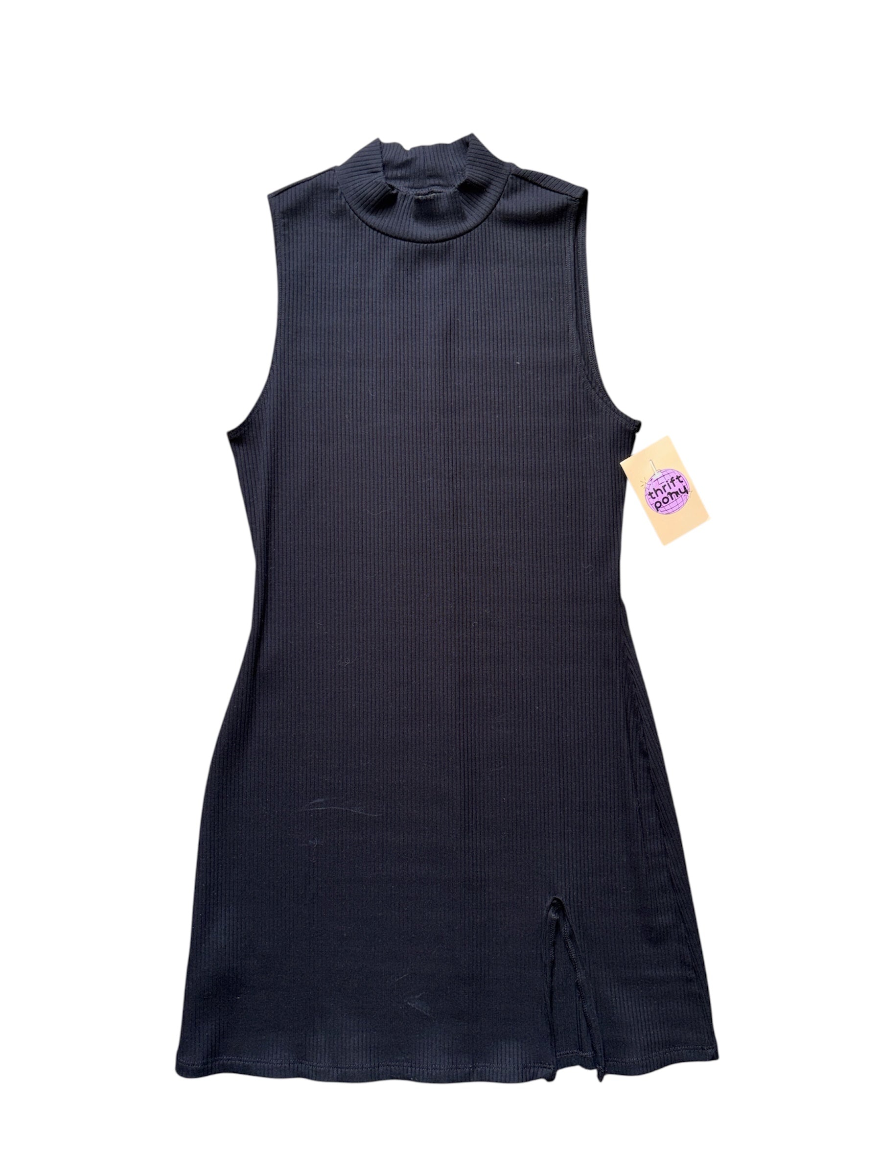 Black Reformation Ribbed mock neck tank dress, M