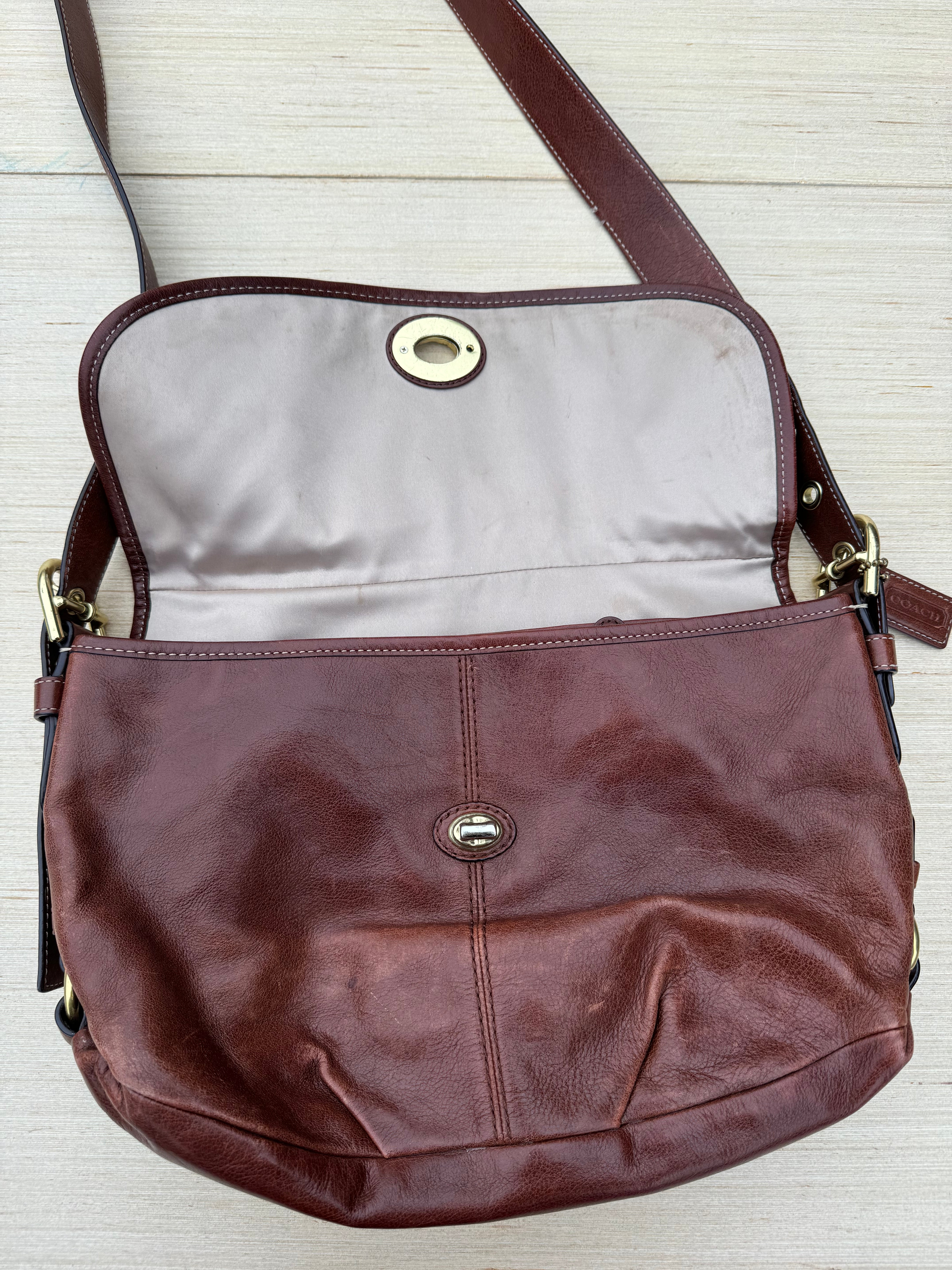 brown coach leather bag