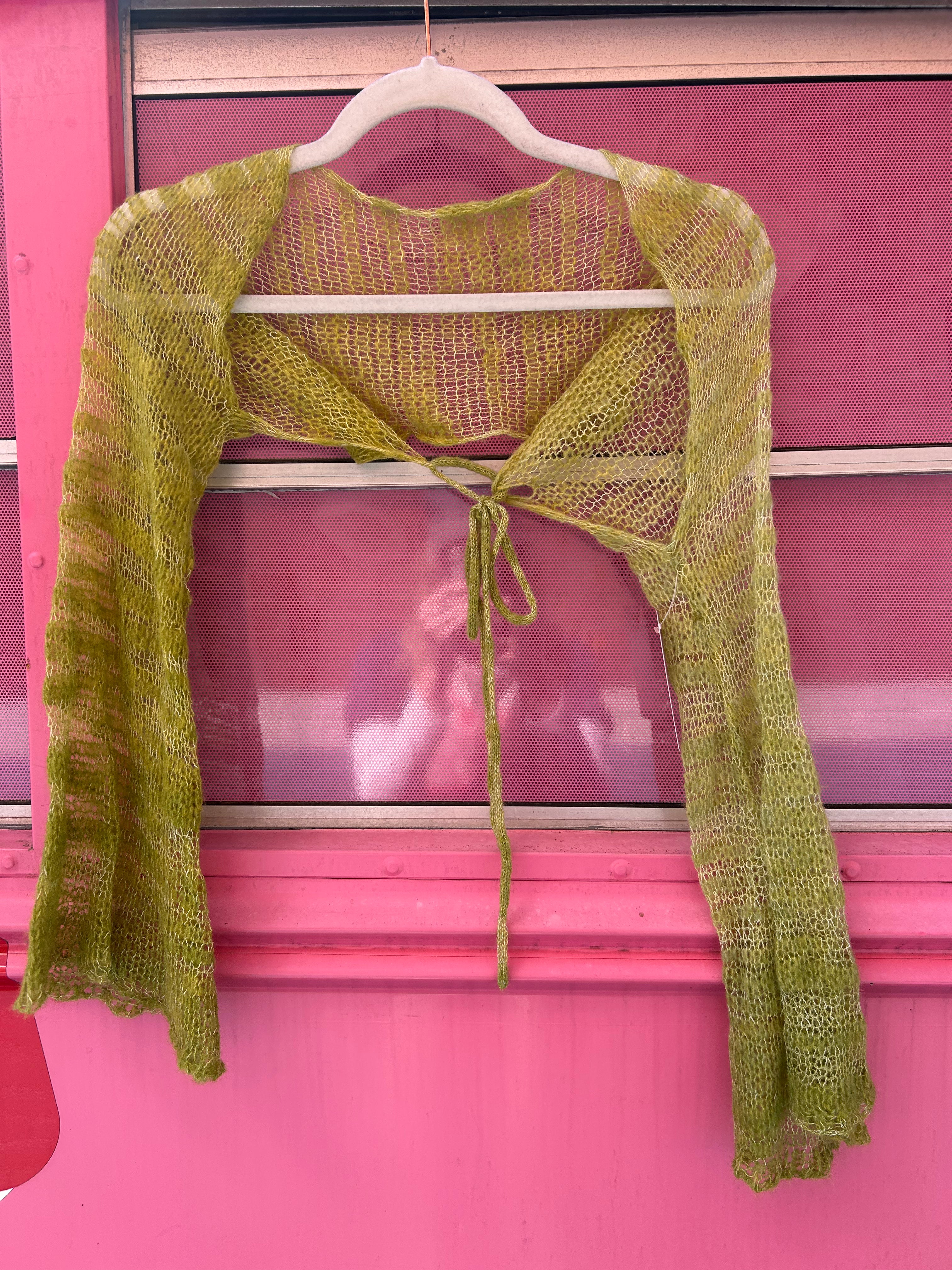 green knit shruggie