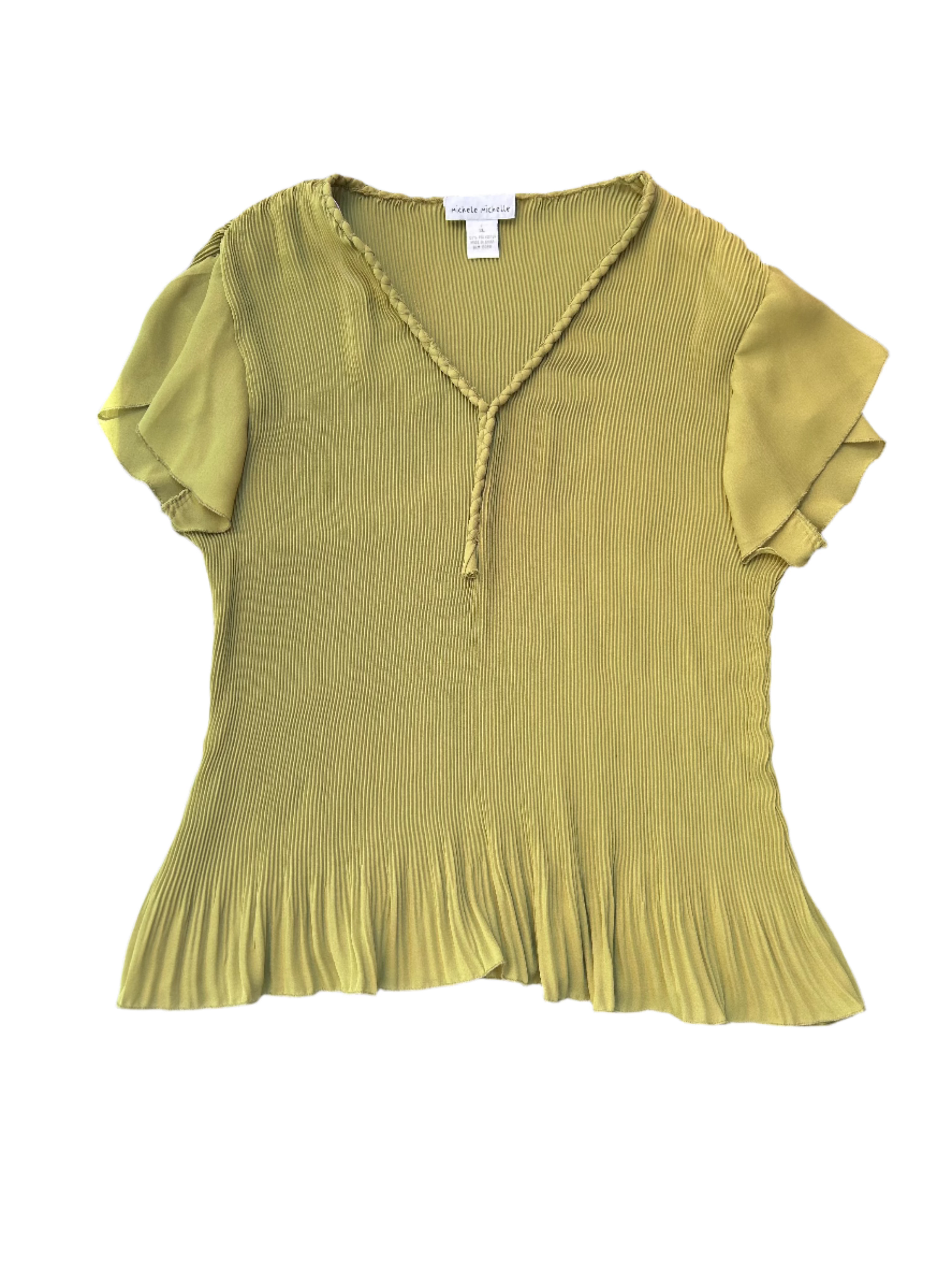 green michelle michelle sheer textured top, xl