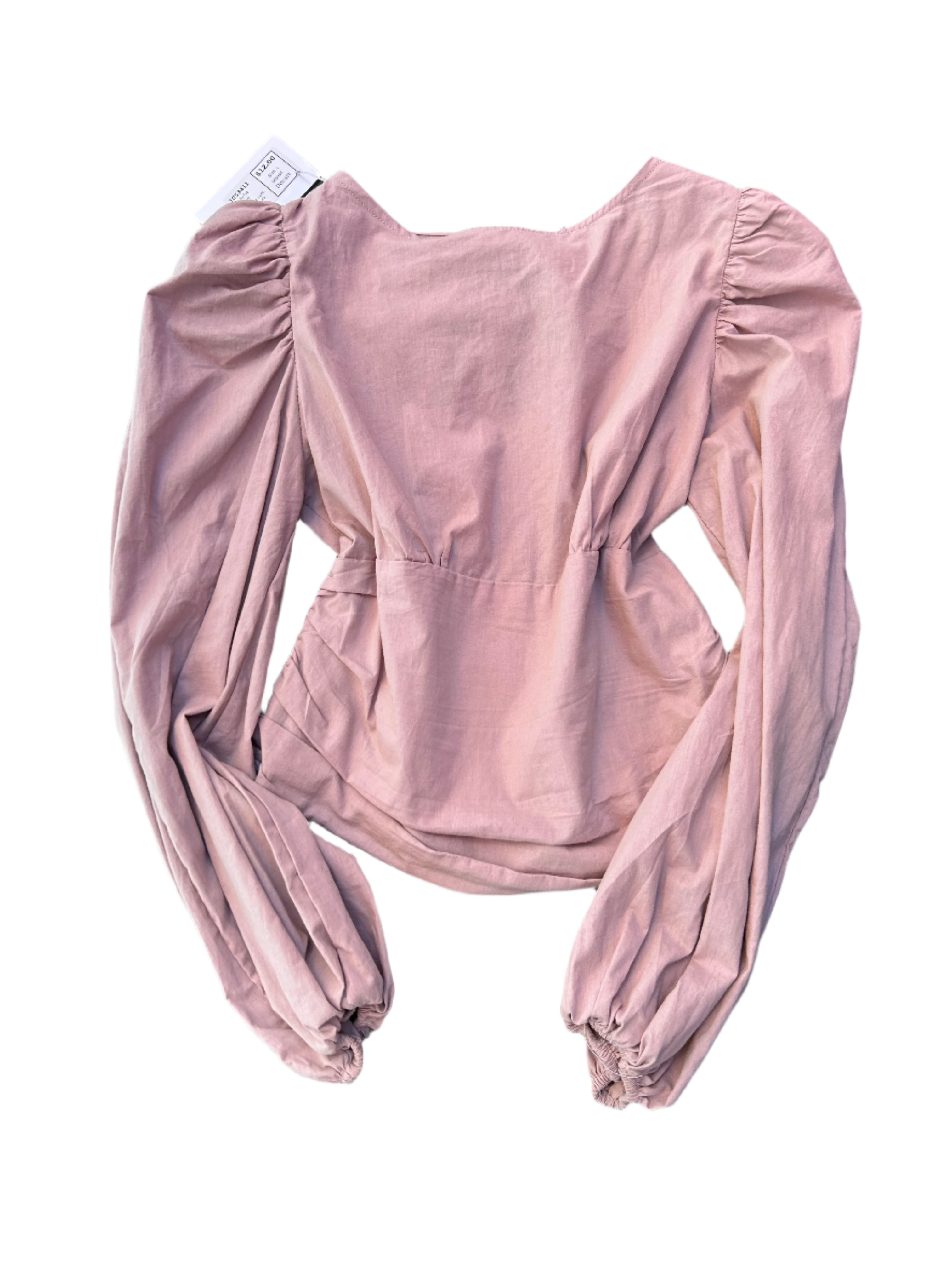 pink hyfve longsleeve open back blouse, L