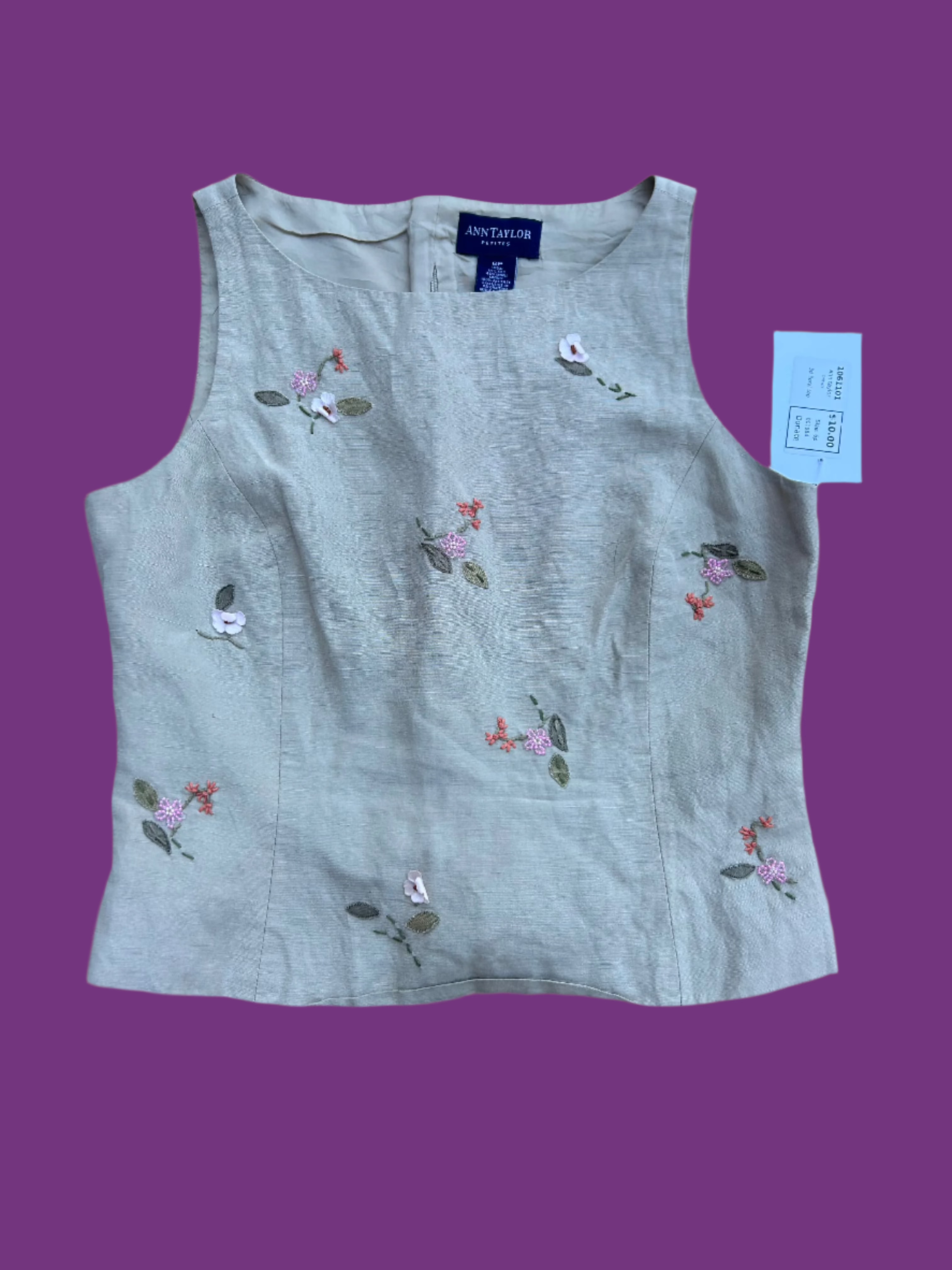 brown ann taylor 3d floral top, 6p