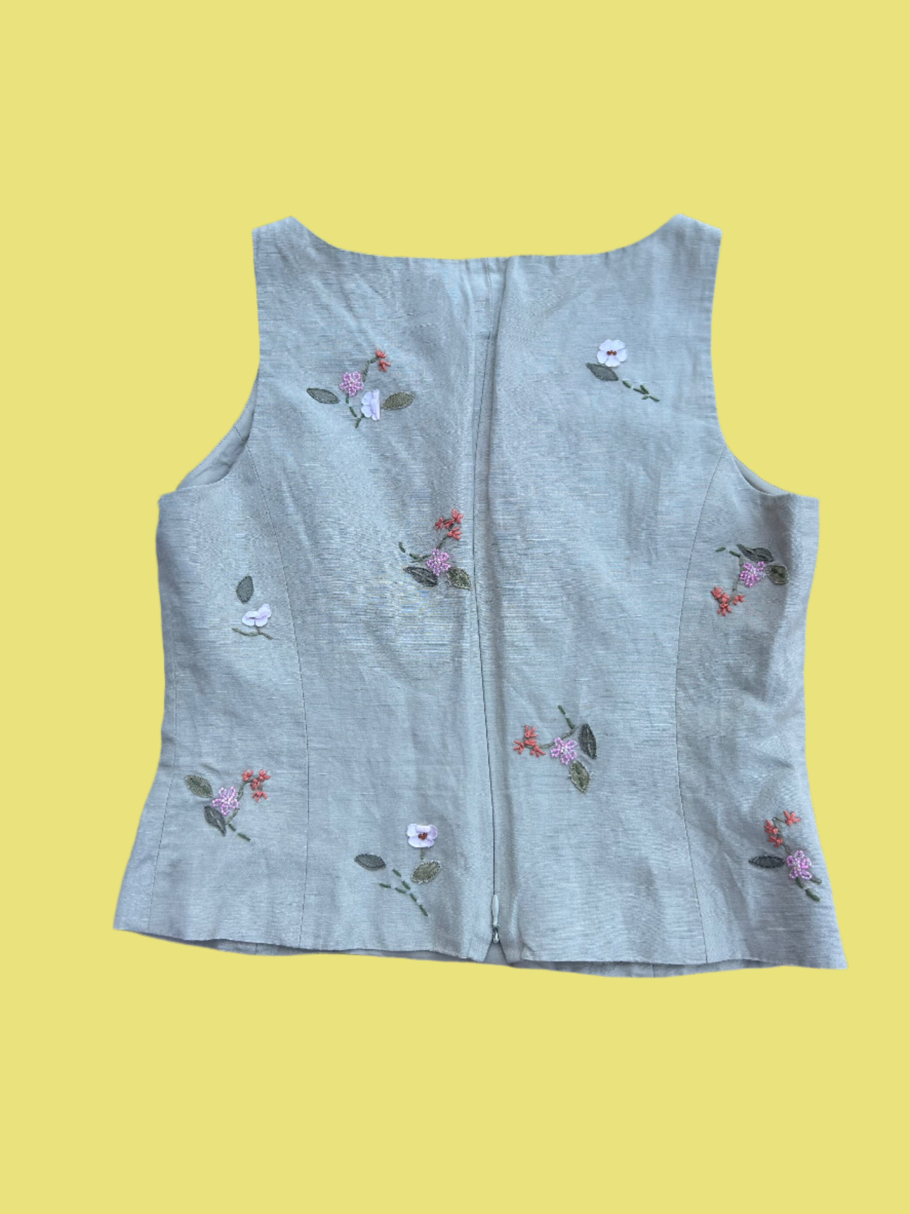 brown ann taylor 3d floral top, 6p