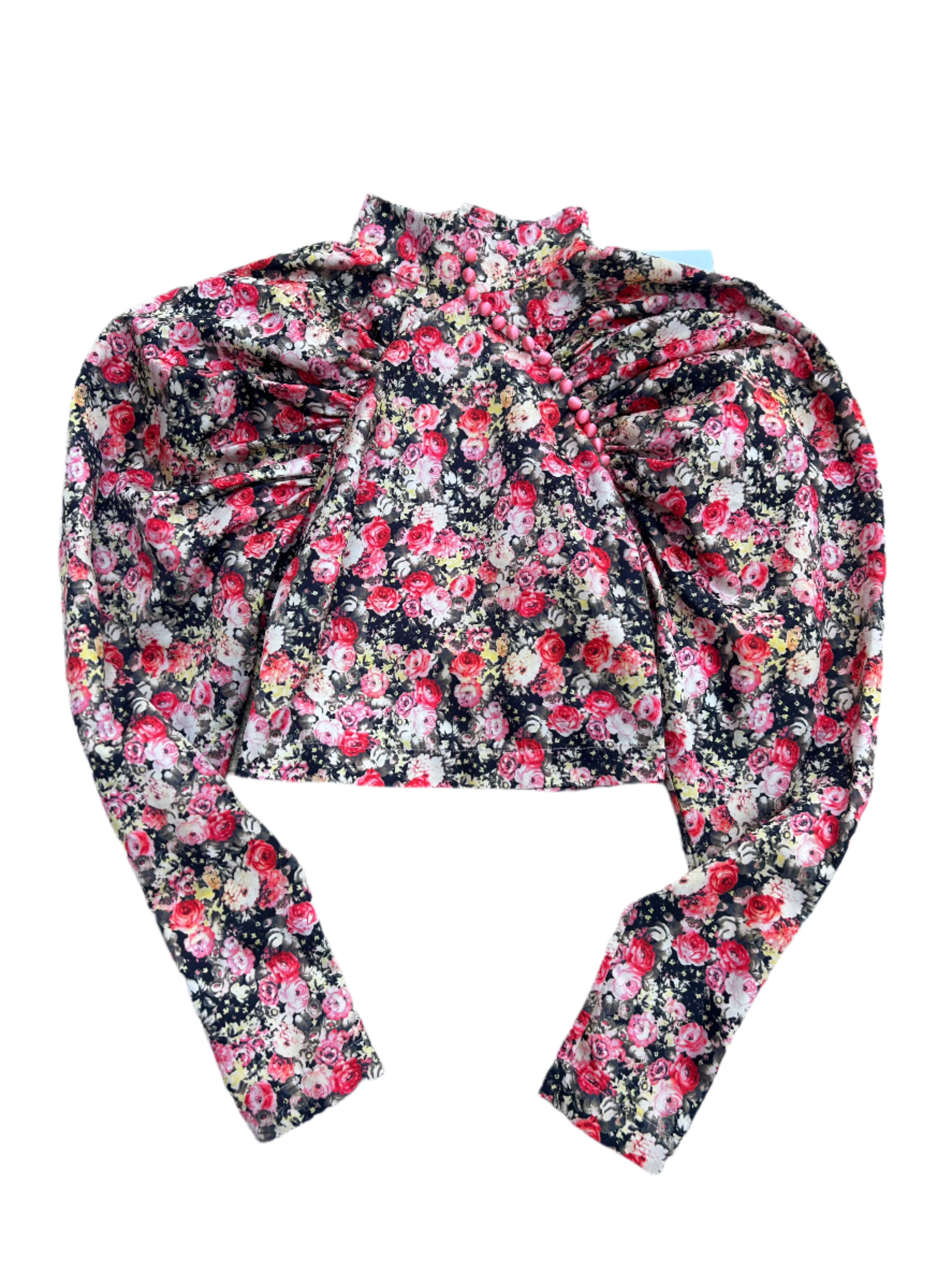 multi birgerchristensen floral victorian style top, xs