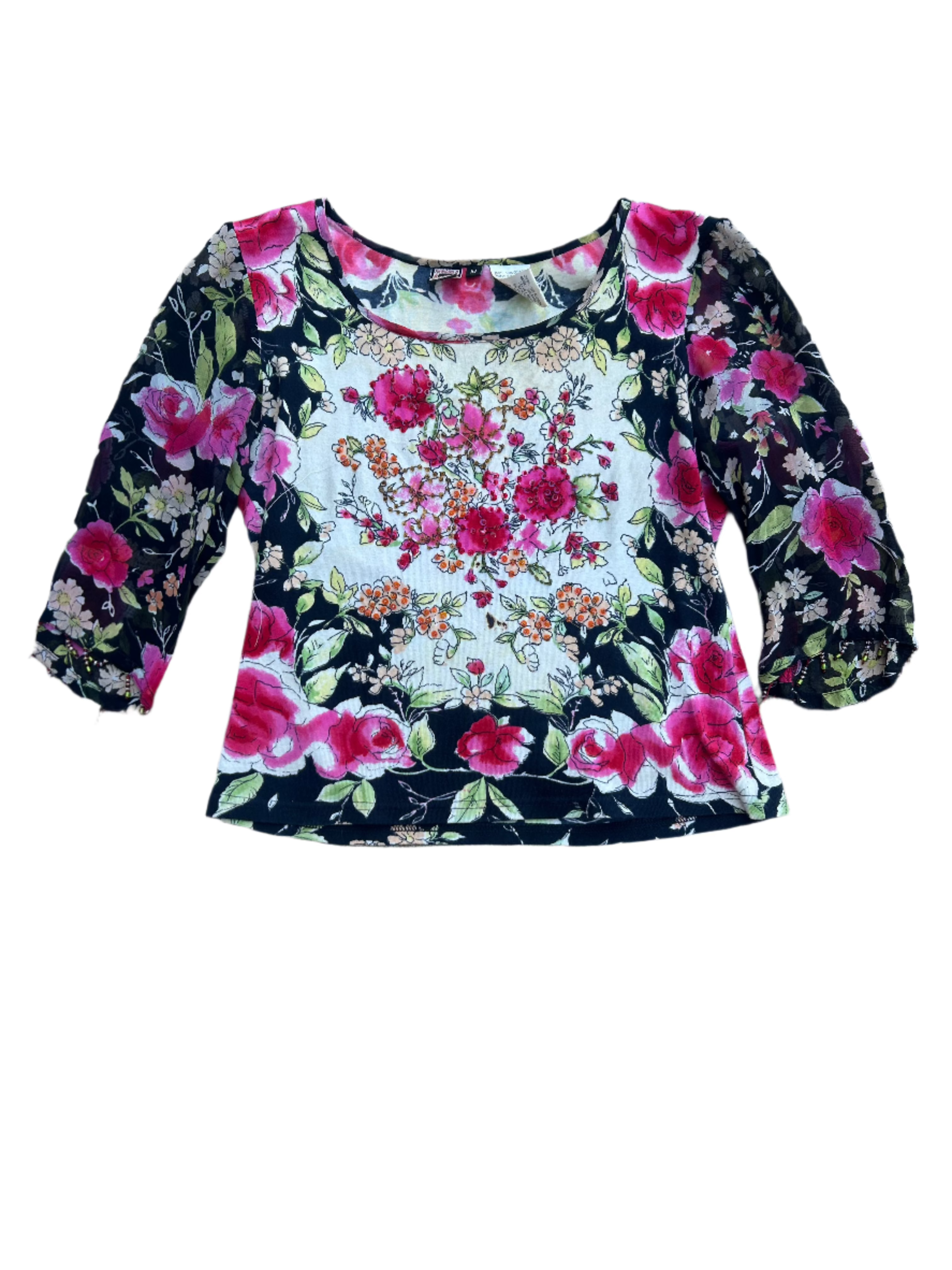 Mutli Forbidden Floral beaded LS, M