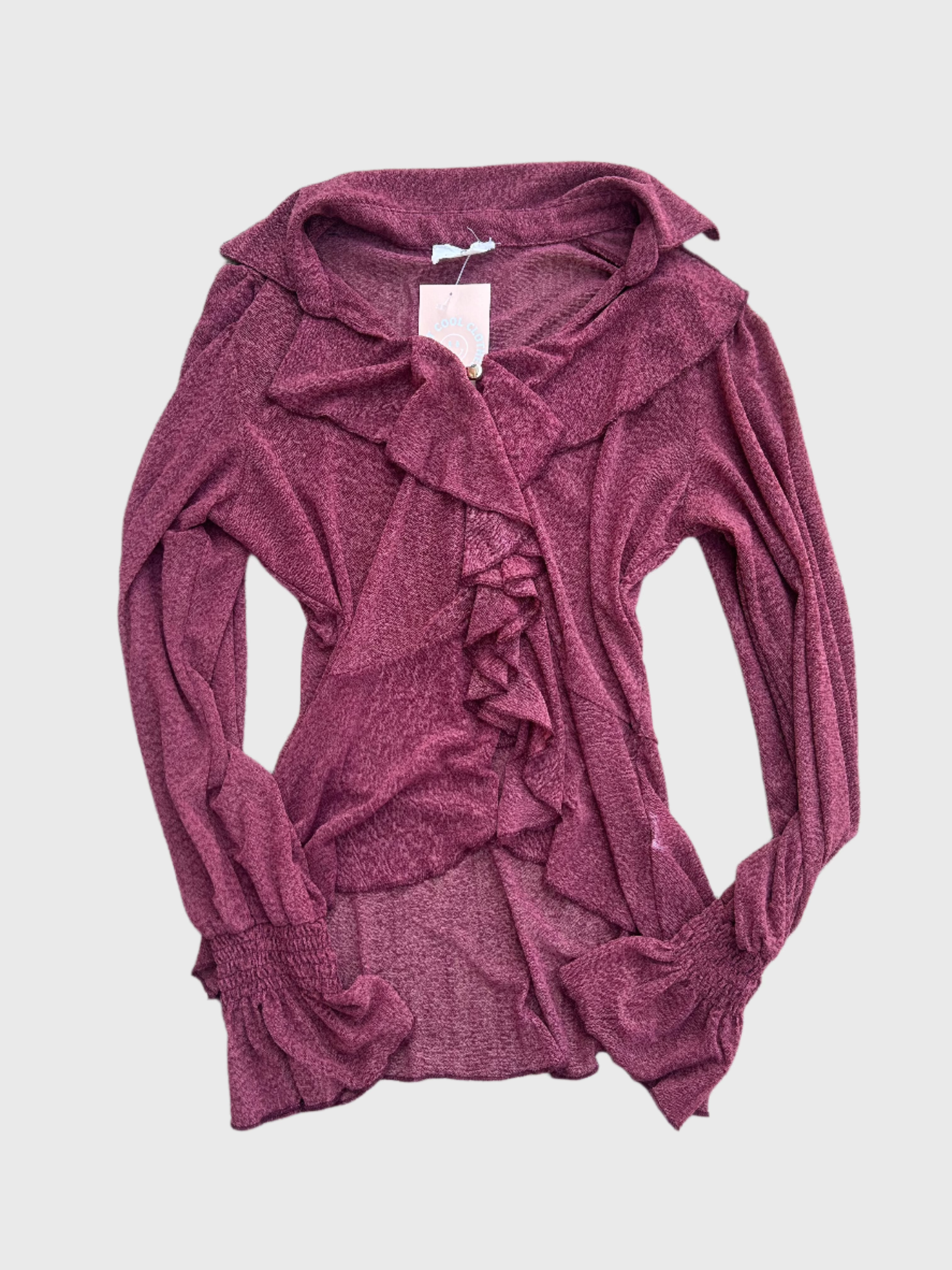 red ember lace ruffle top, m