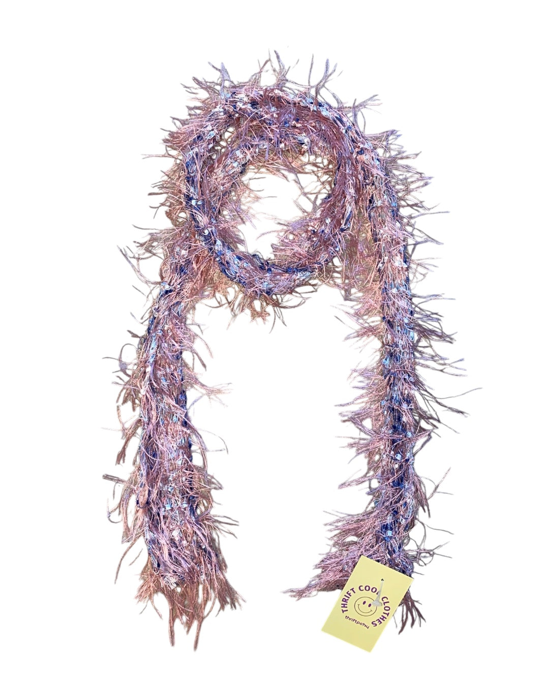 pink purple fuzzy thin scarf