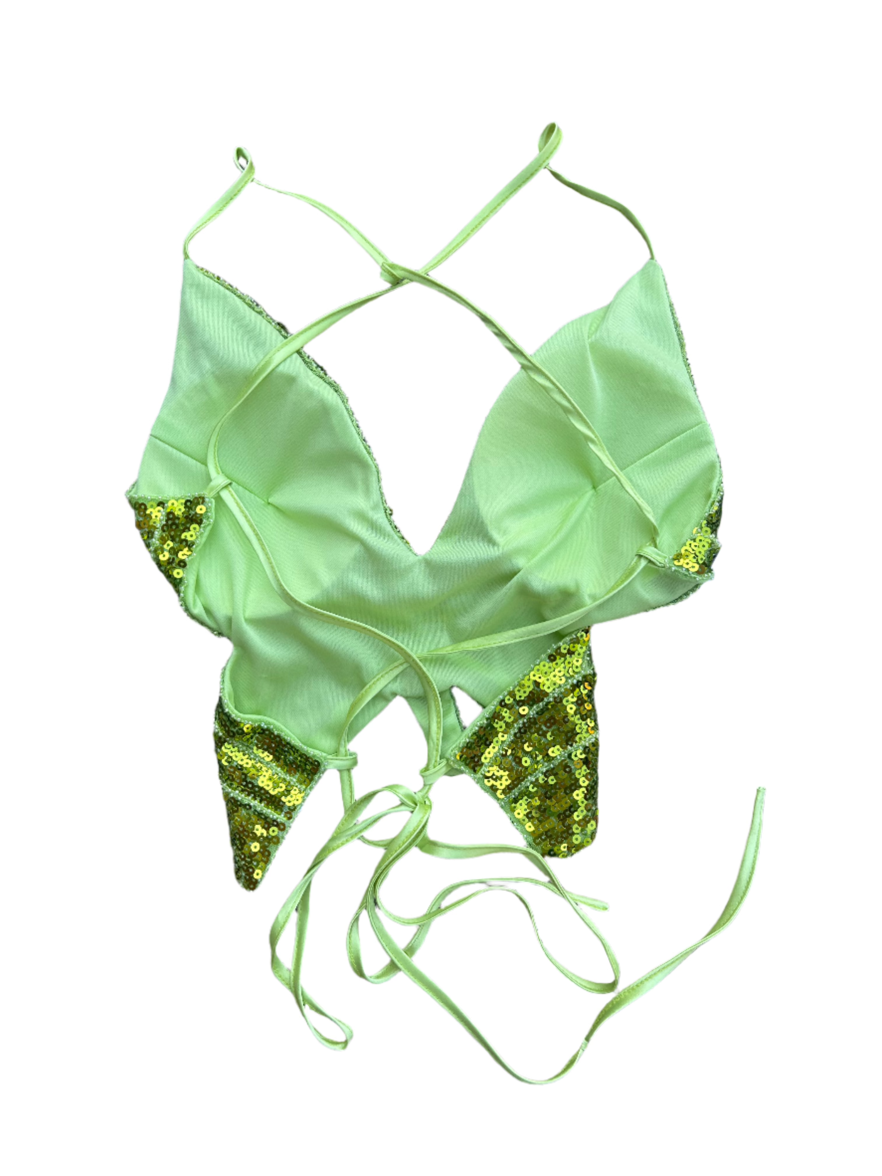 green sequin butterfly top