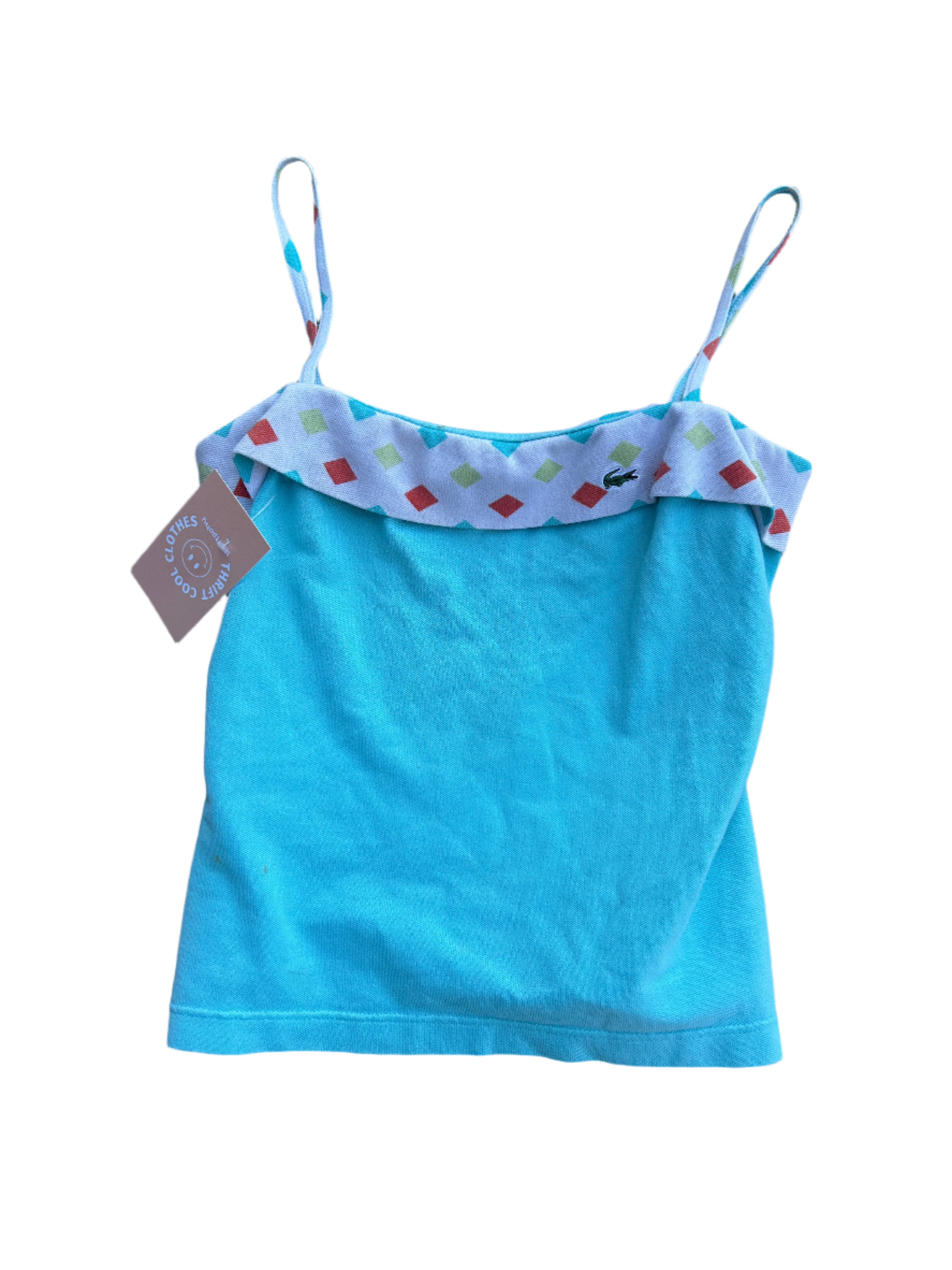 blue lacoste vtg pattern cami, s