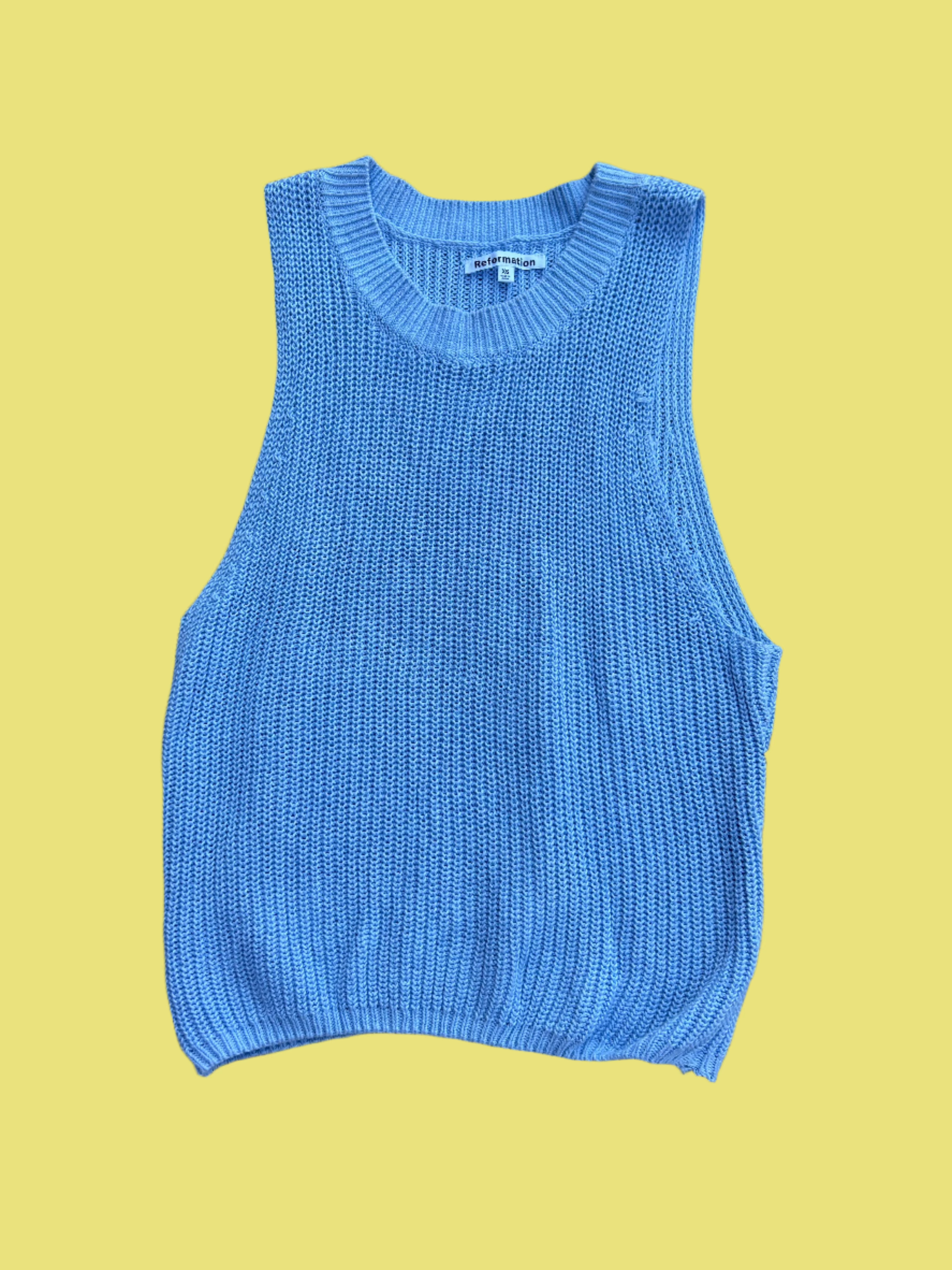 blue reformation knit tank, xs