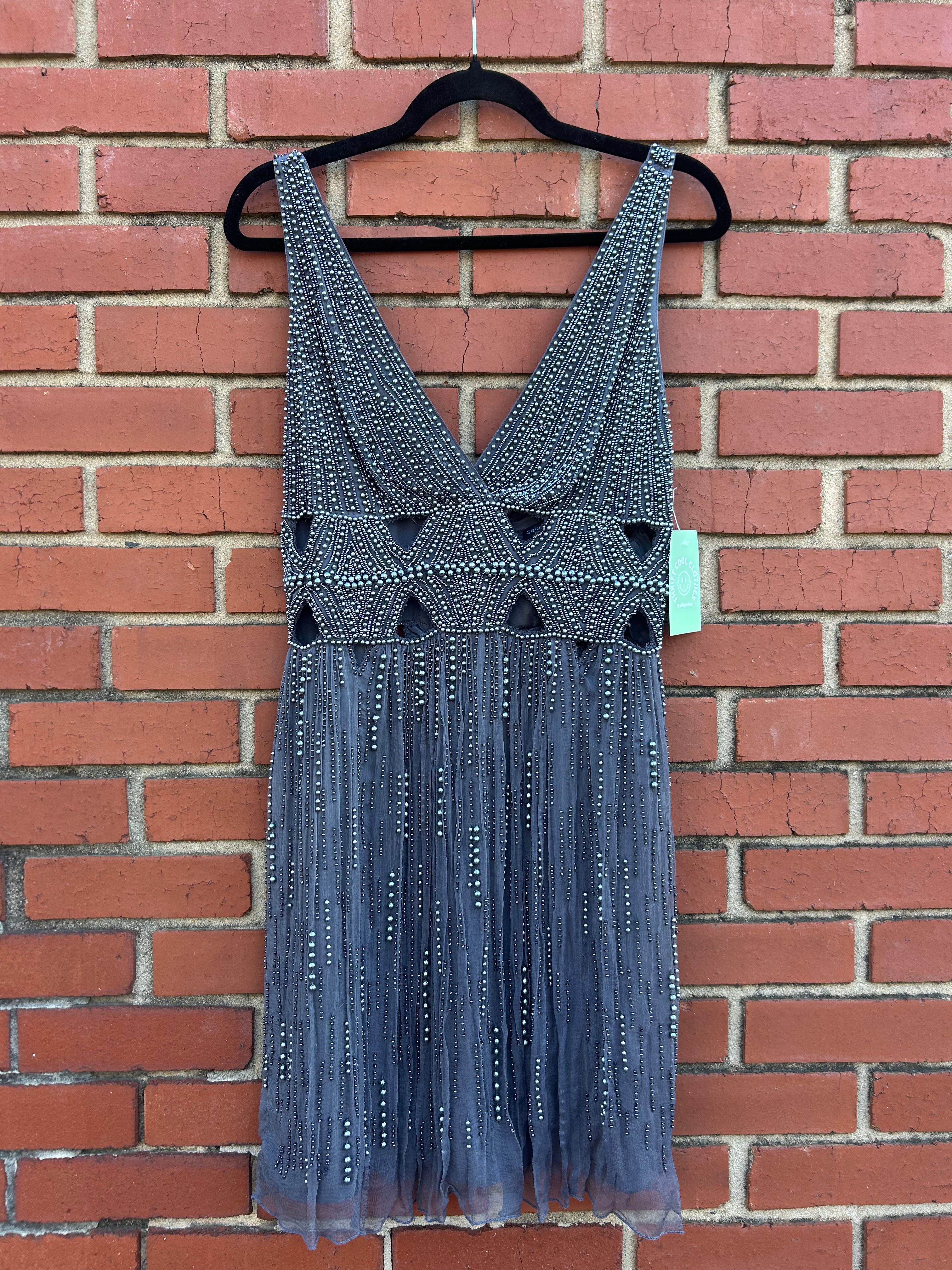 Grey Cecelia de bucourt Beaded mini dress, M
