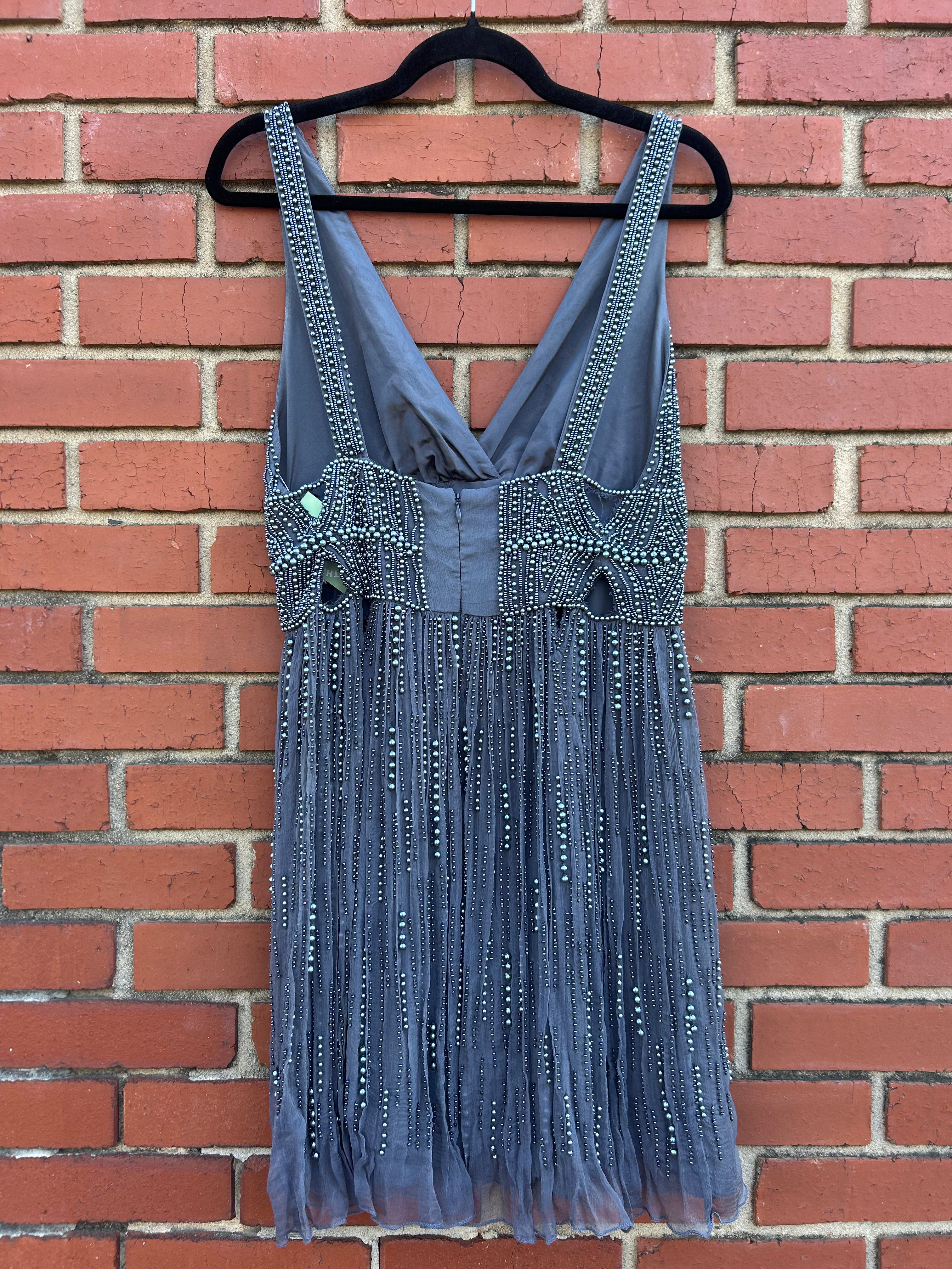 Grey Cecelia de bucourt Beaded mini dress, M
