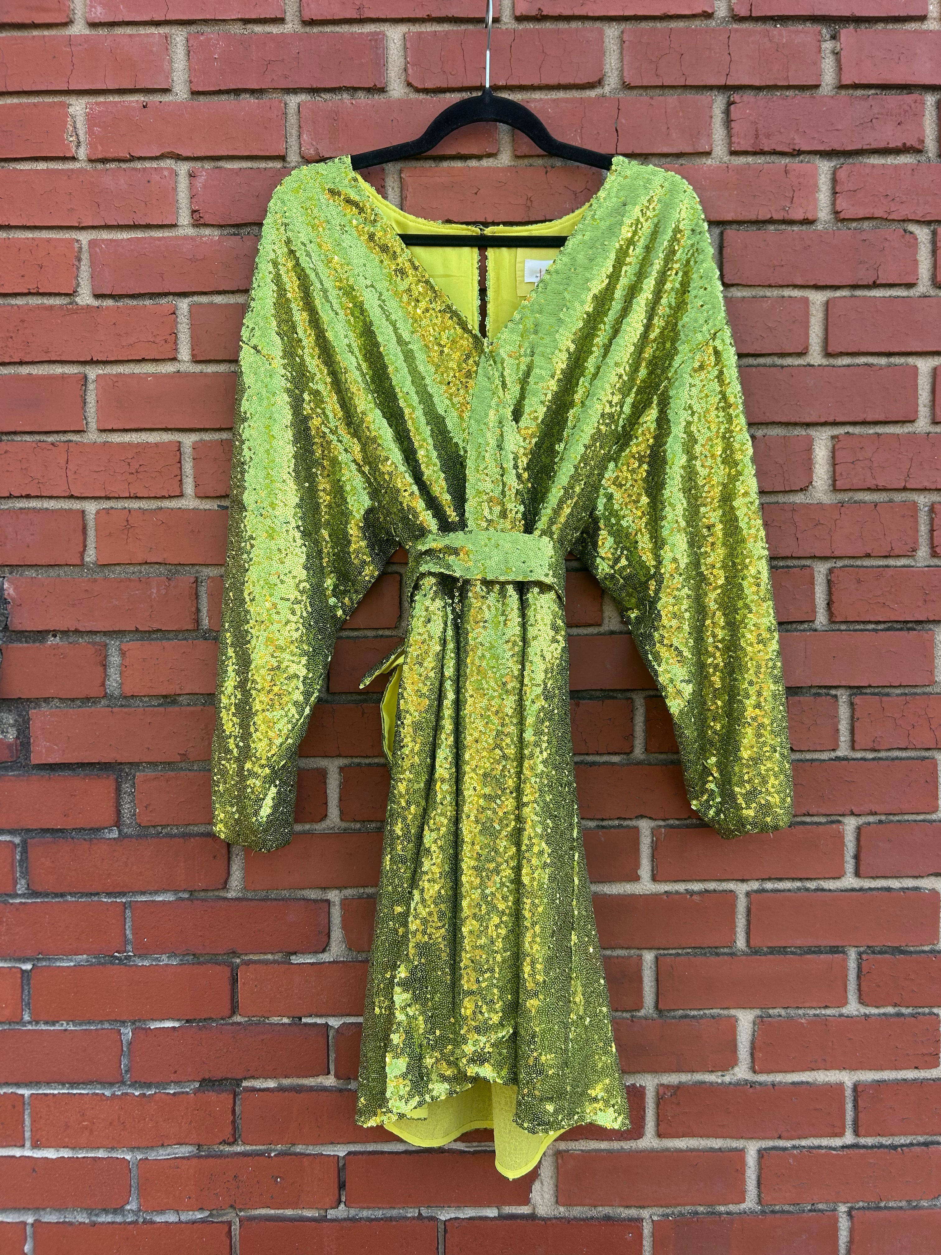 Green Anthropologie Sparkly mini dress, L