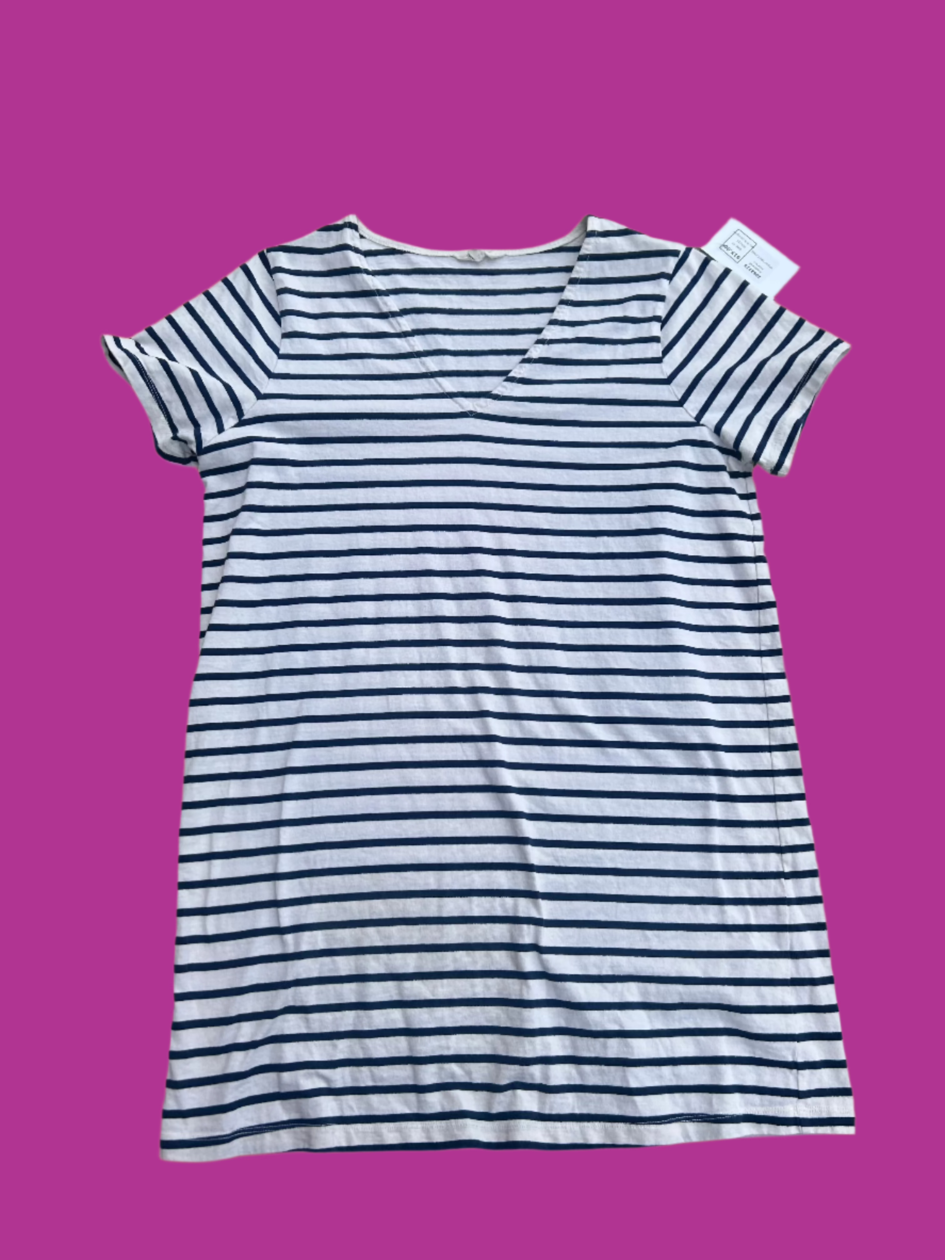 white blue madewell striped tshirt dress, m