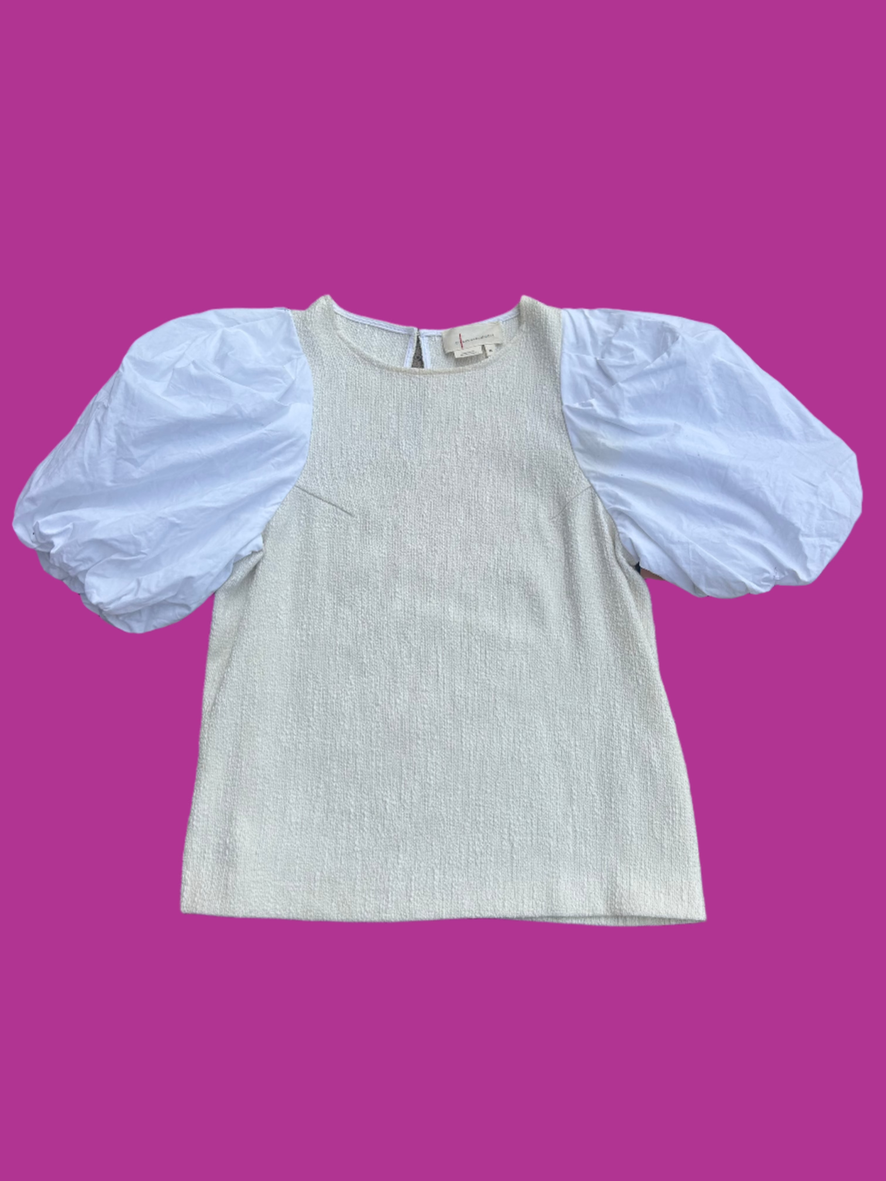 cream anthropologie puffy sleeve top, xs