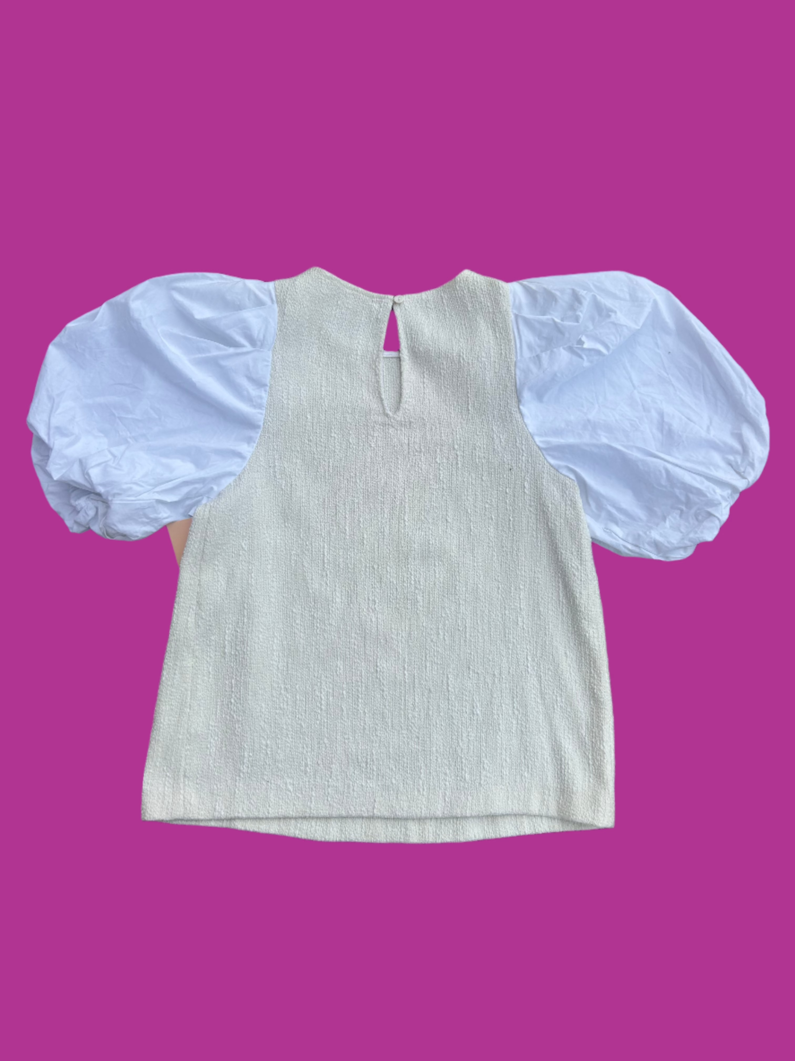 cream anthropologie puffy sleeve top, xs