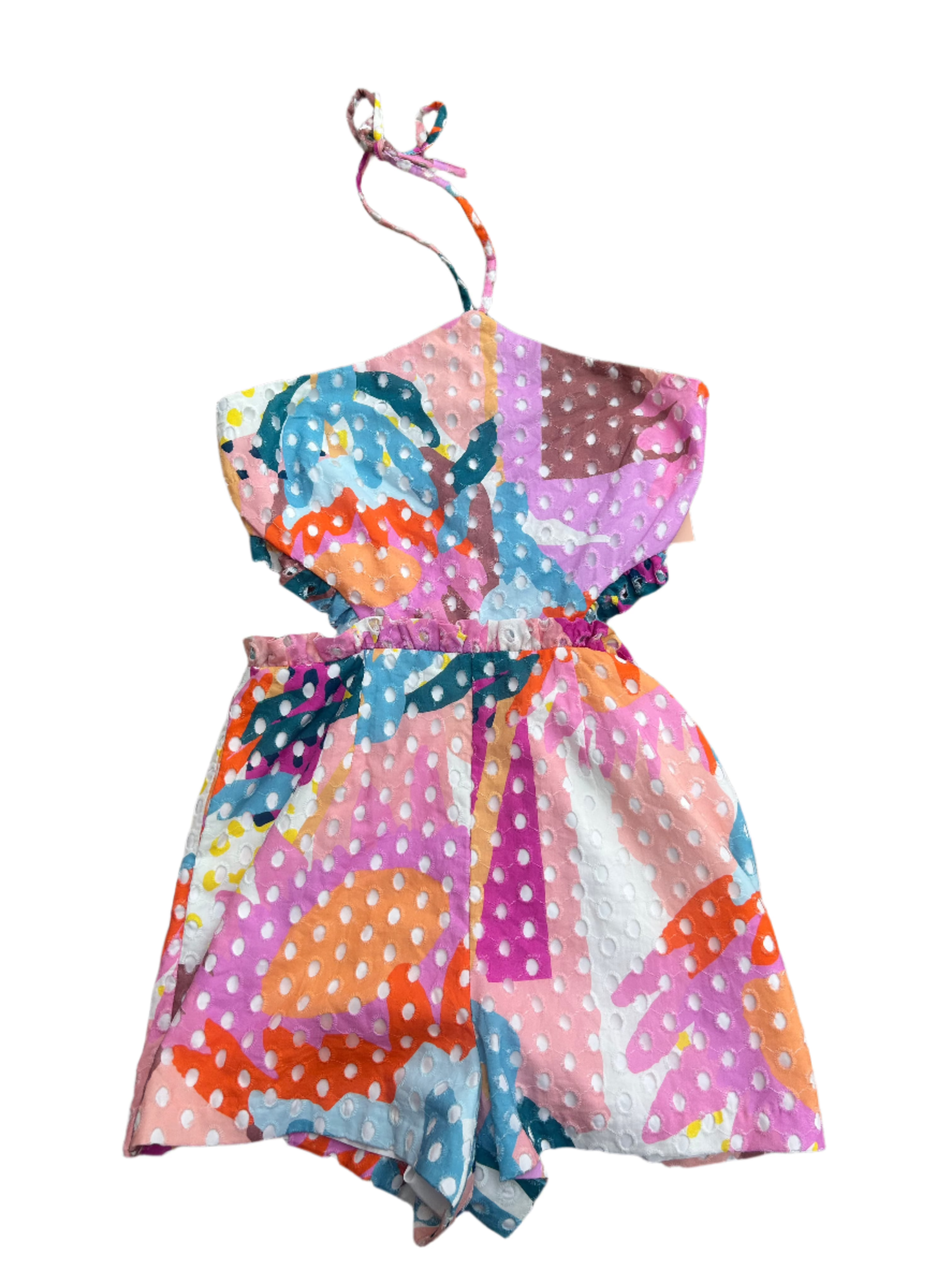 pink blue hutch eyelet floral romper, 10