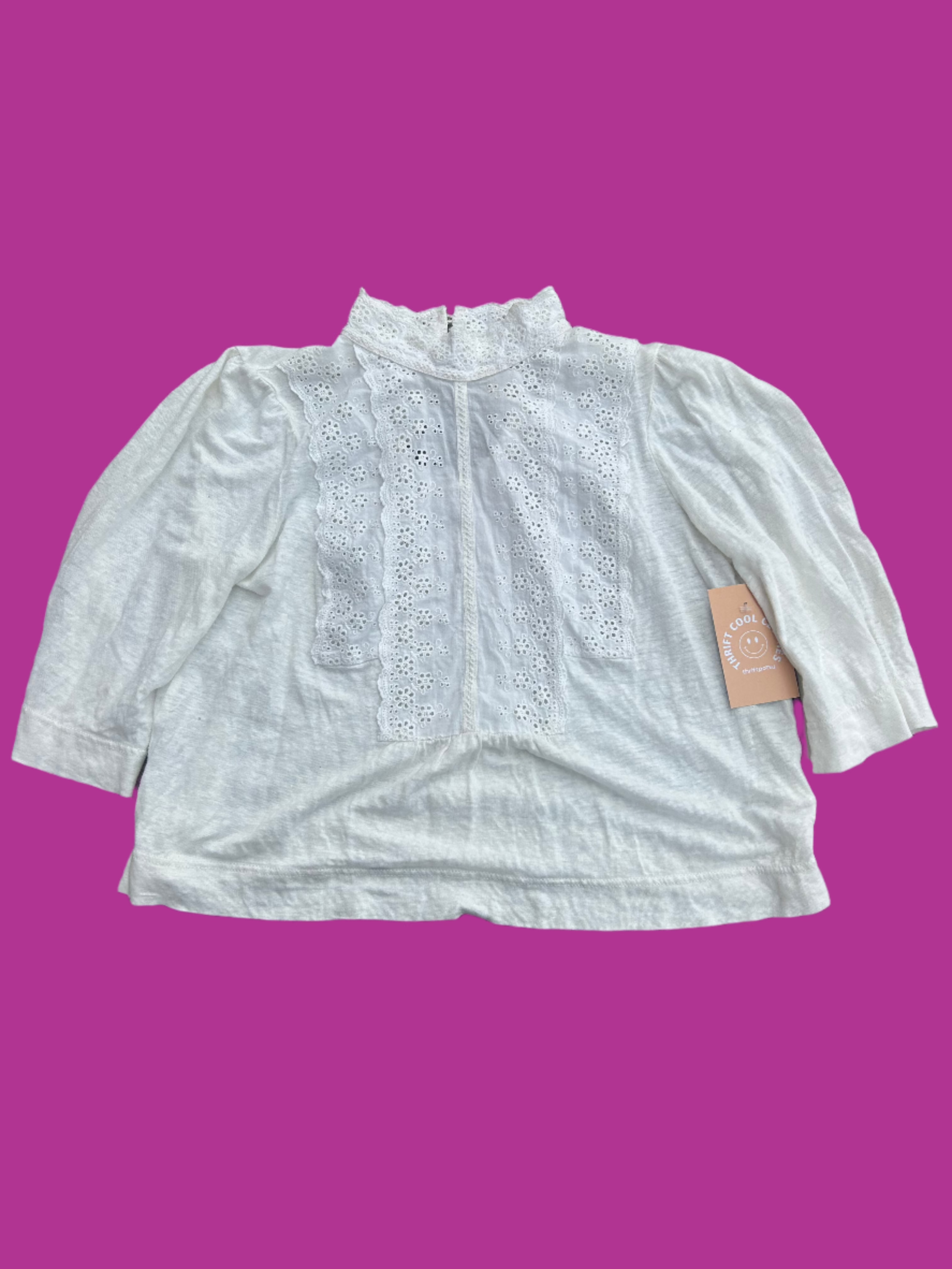 cream la vie eyelet cropped ls, xs