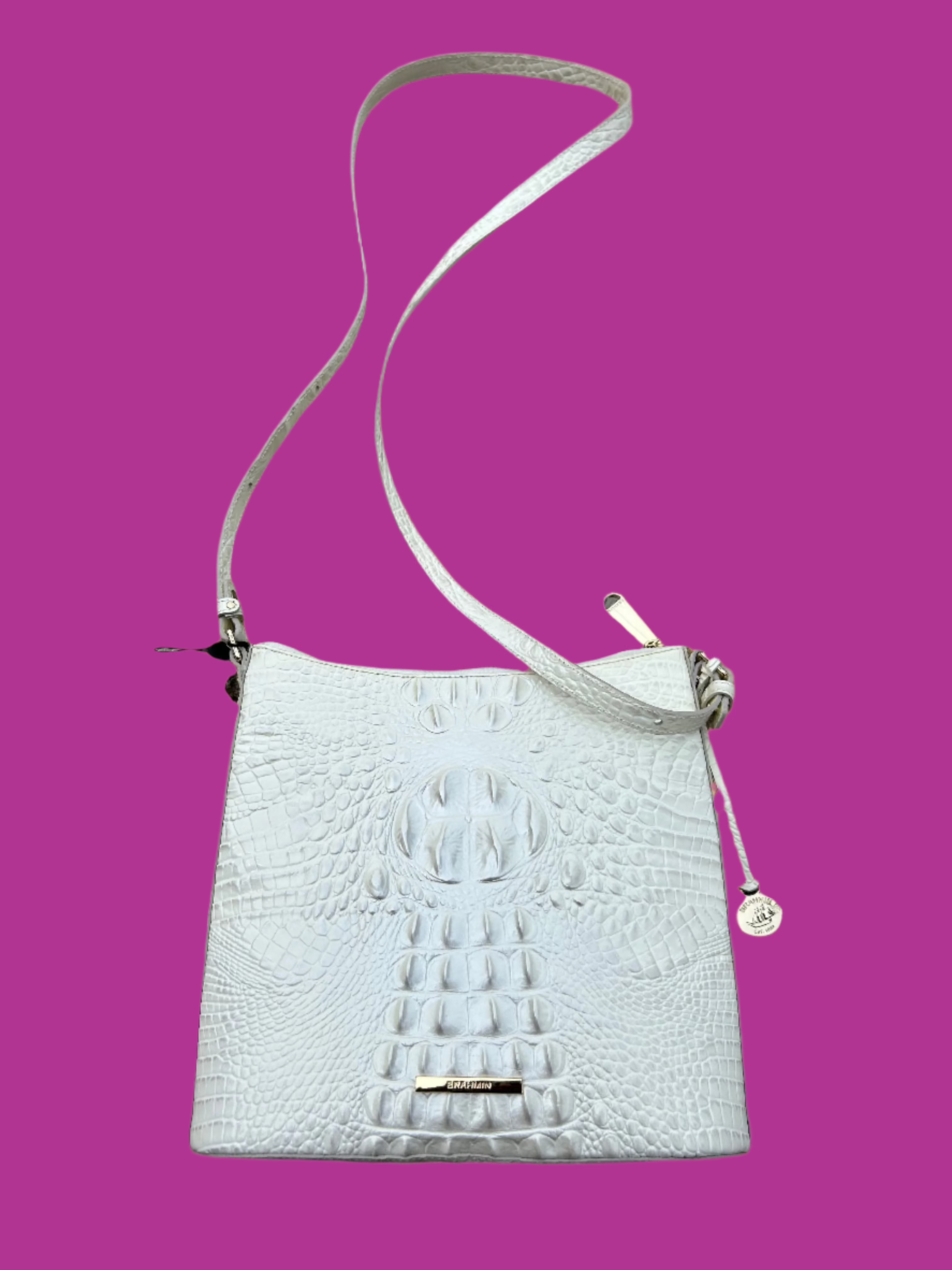 white brahmin croc purse
