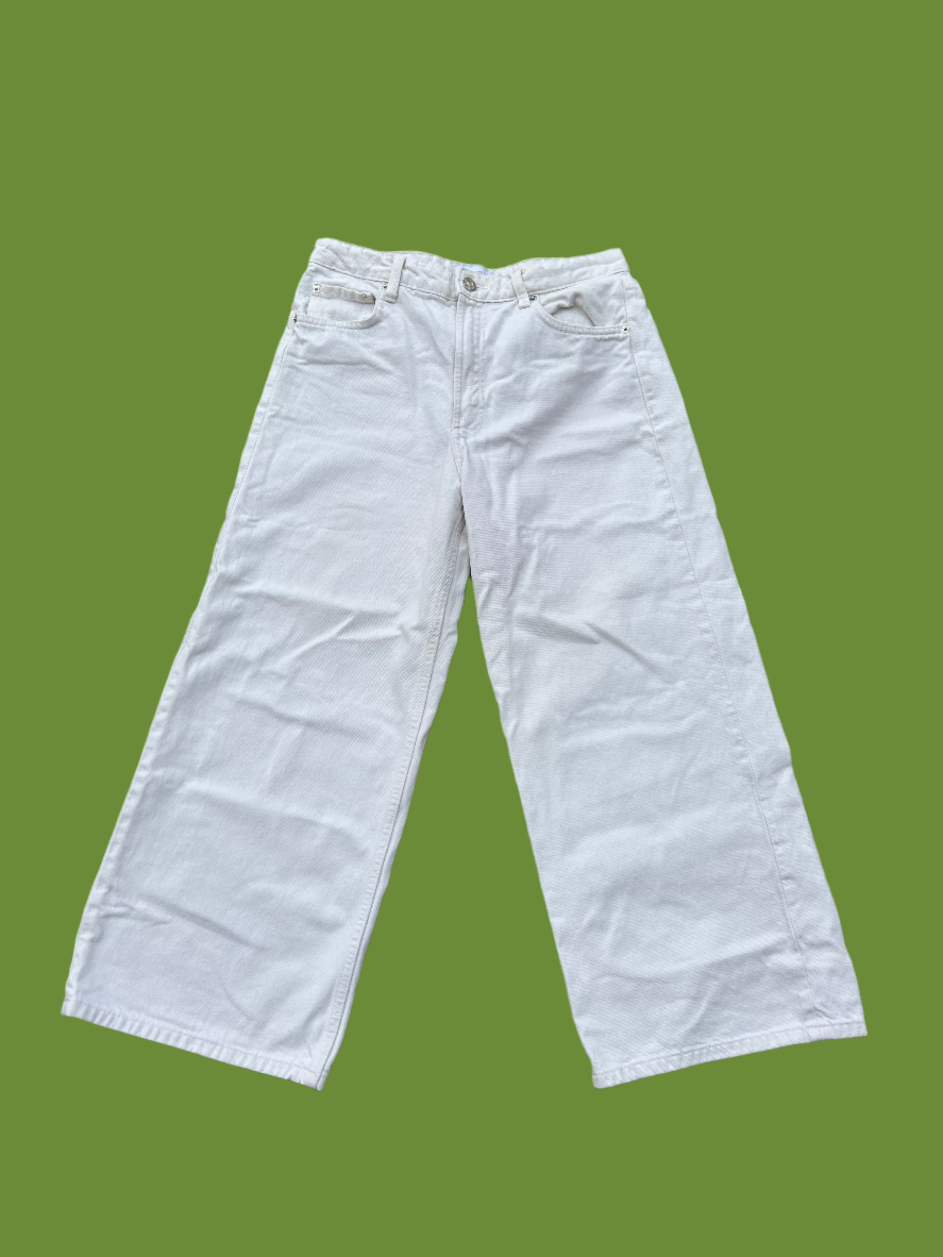 White Zara Wide leg pants, 8