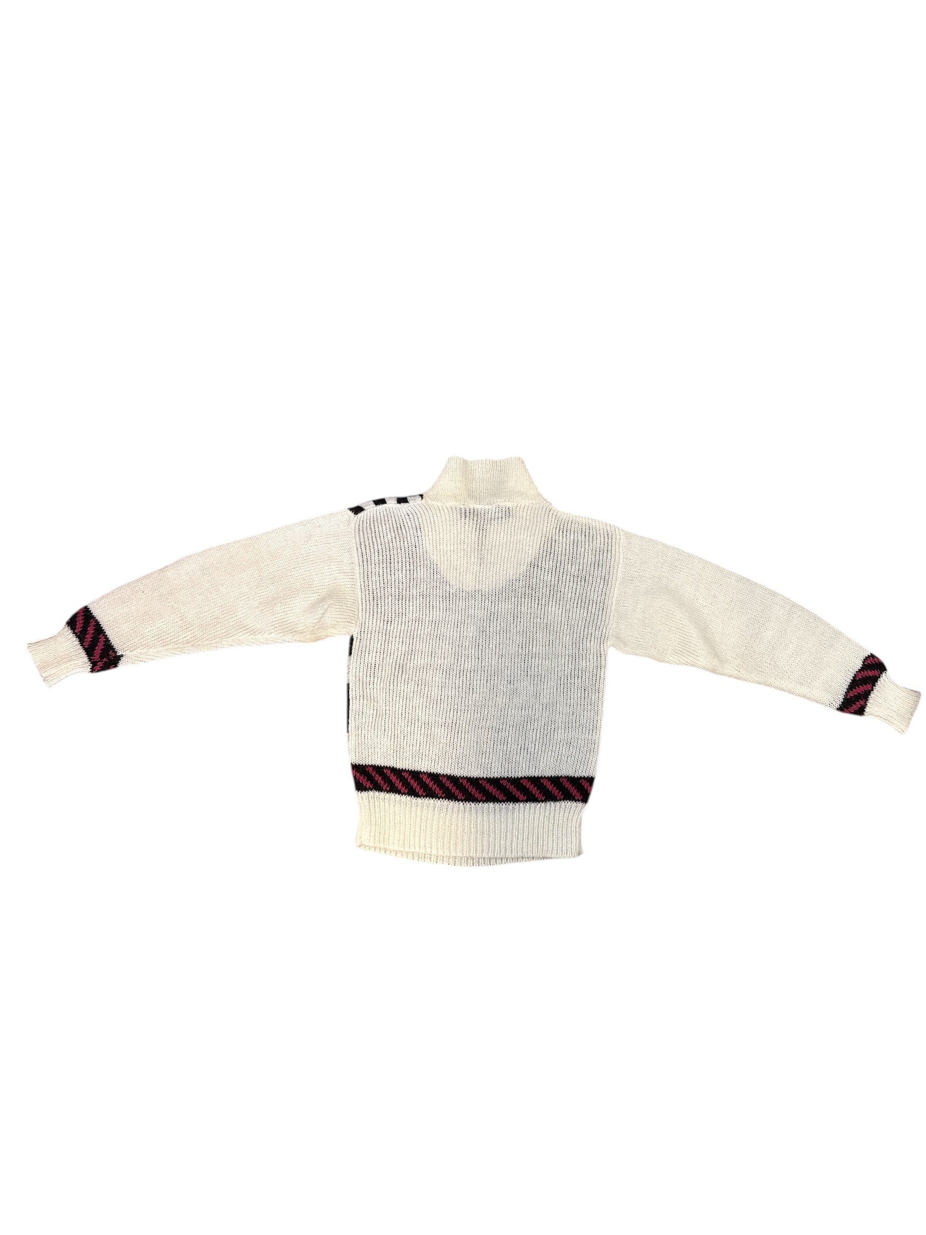 white black pink ginenne too! vtg checkerboard collar sweater, S