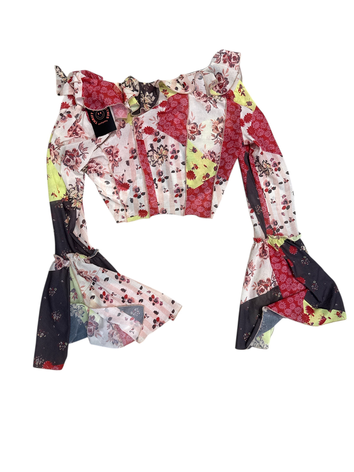 multi urban outfitters sheer floral ruffle cardigan, s