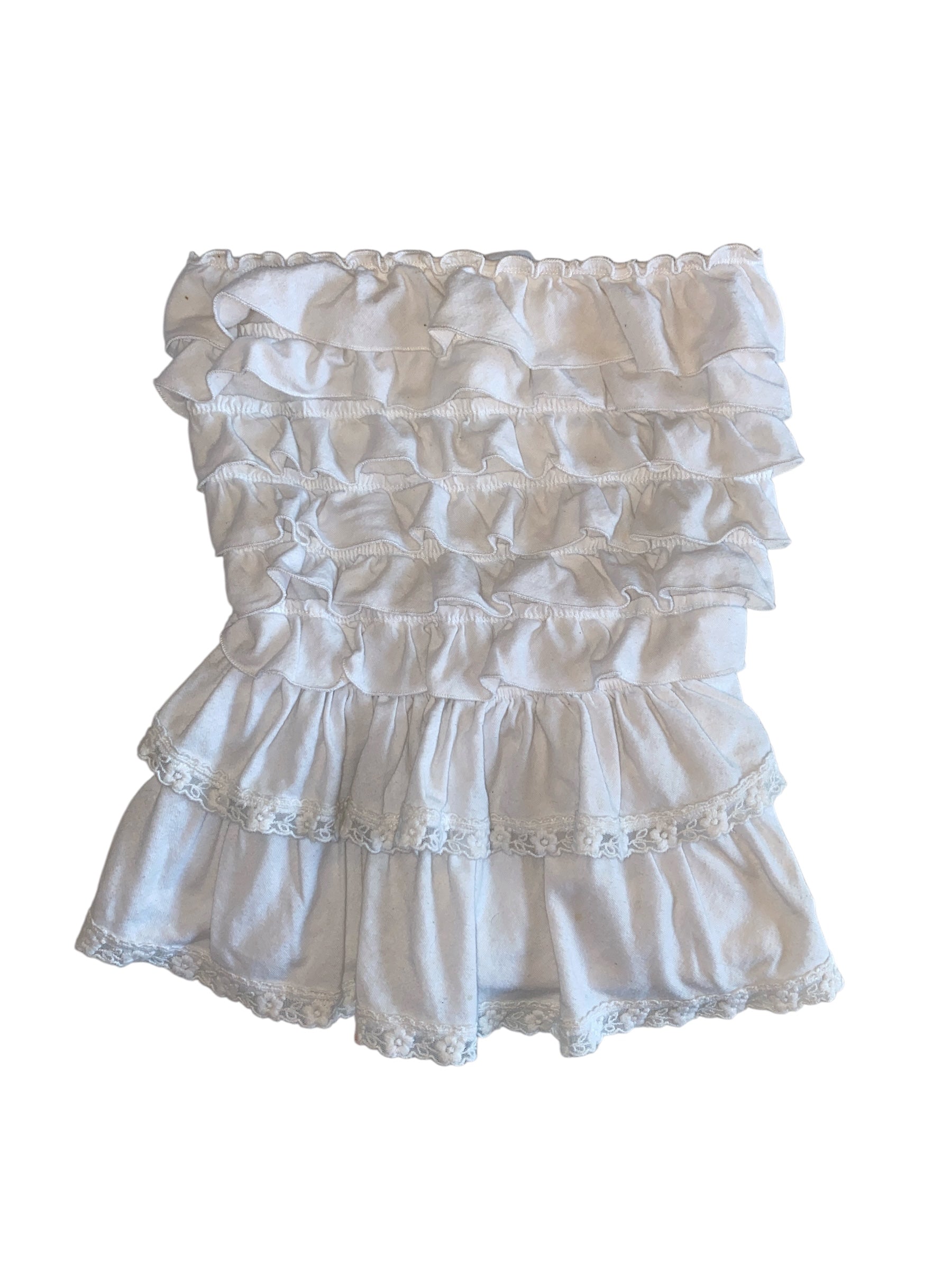 white abercrombie strapless ruffle baby doll, XS