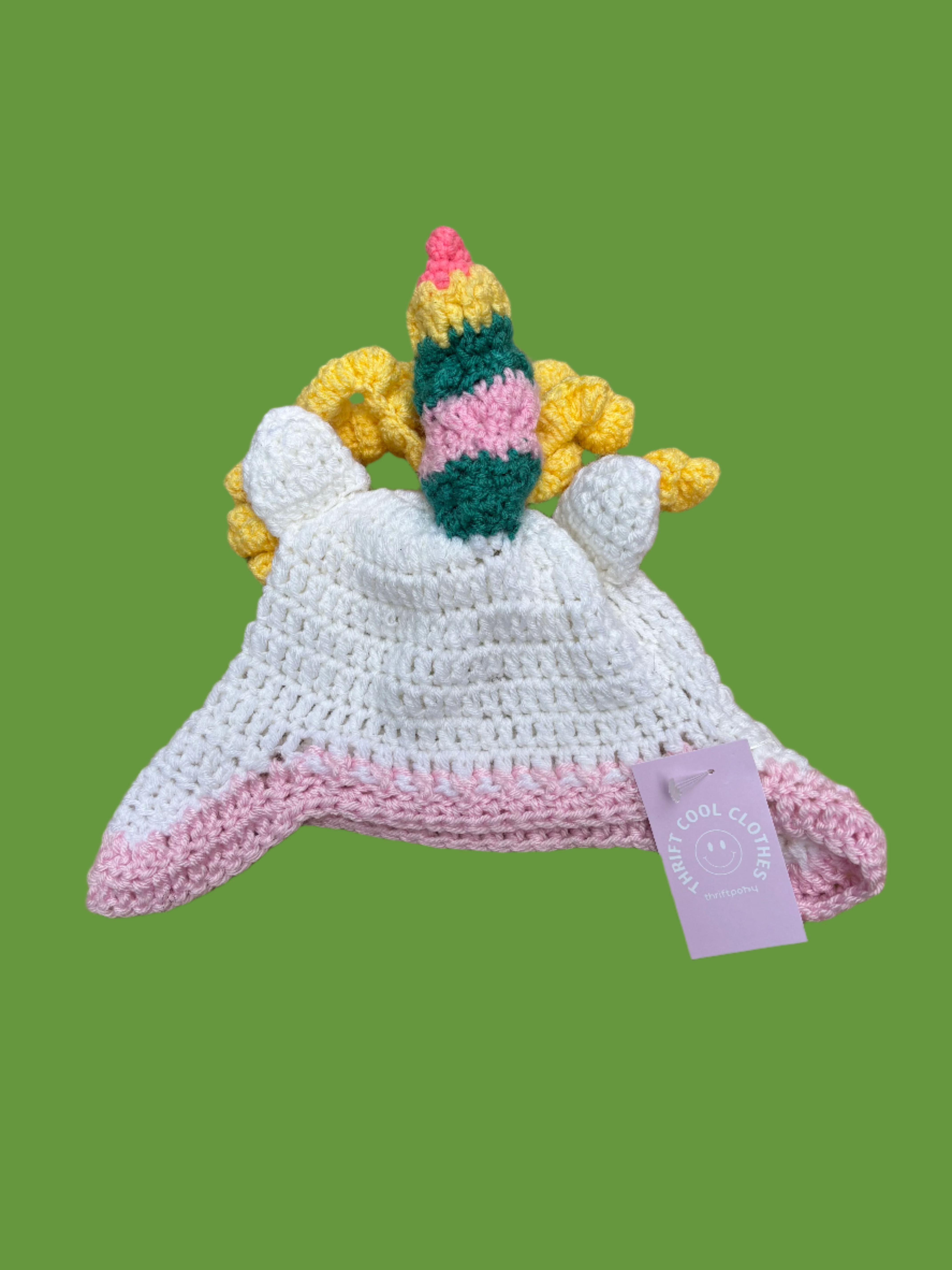 White Crochet unicorn hat