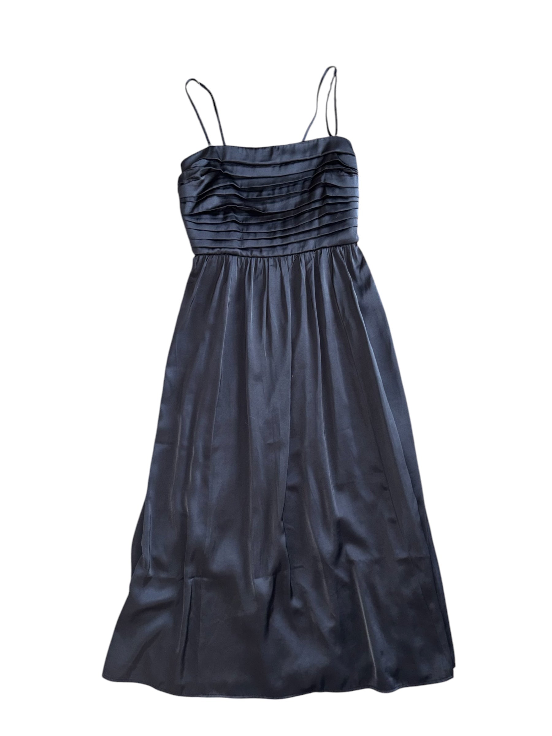 black abercrombie satin pleated babydoll maxi dress, s