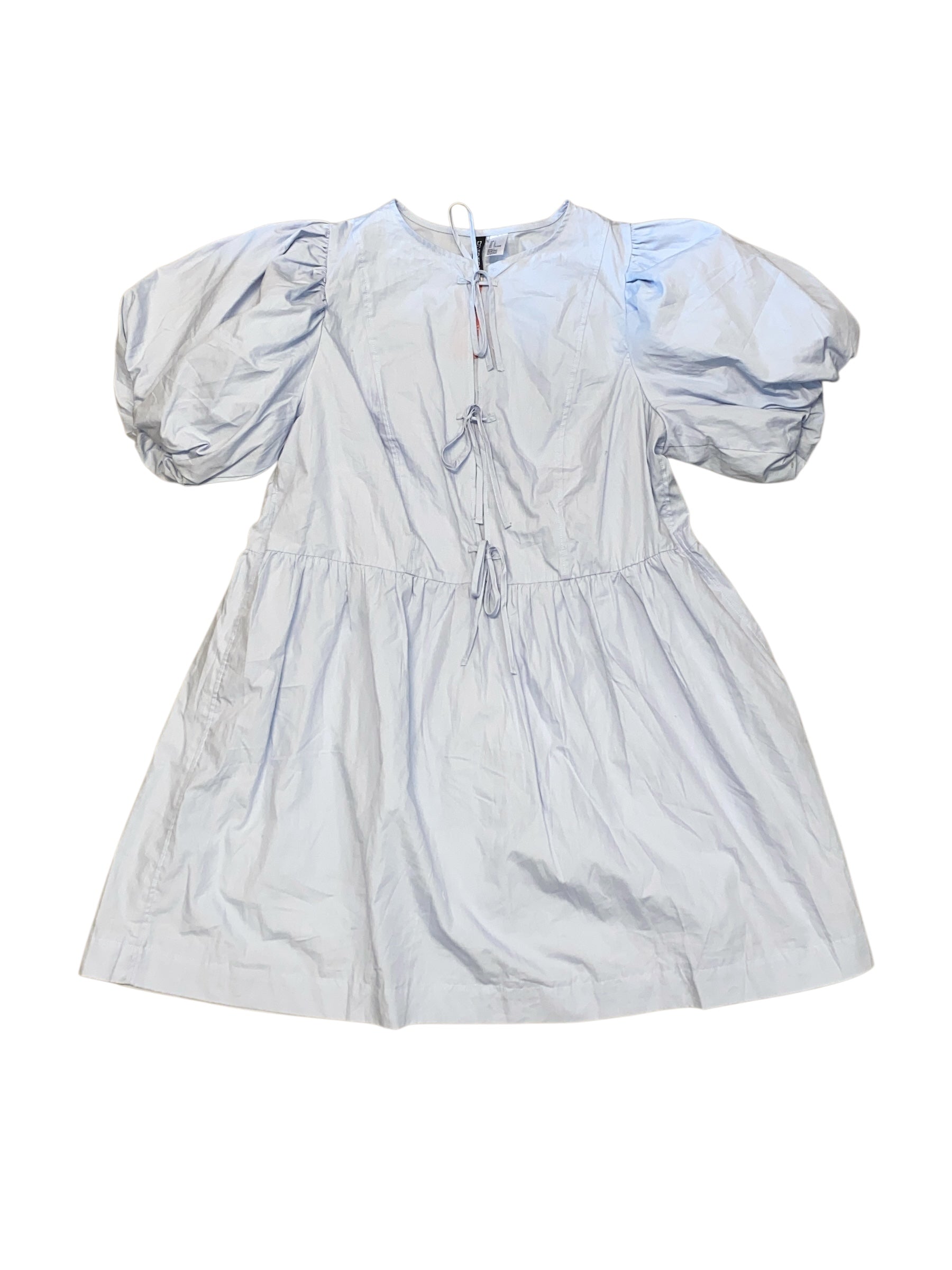 Blue Divided Balloon sleeve tie dress, L