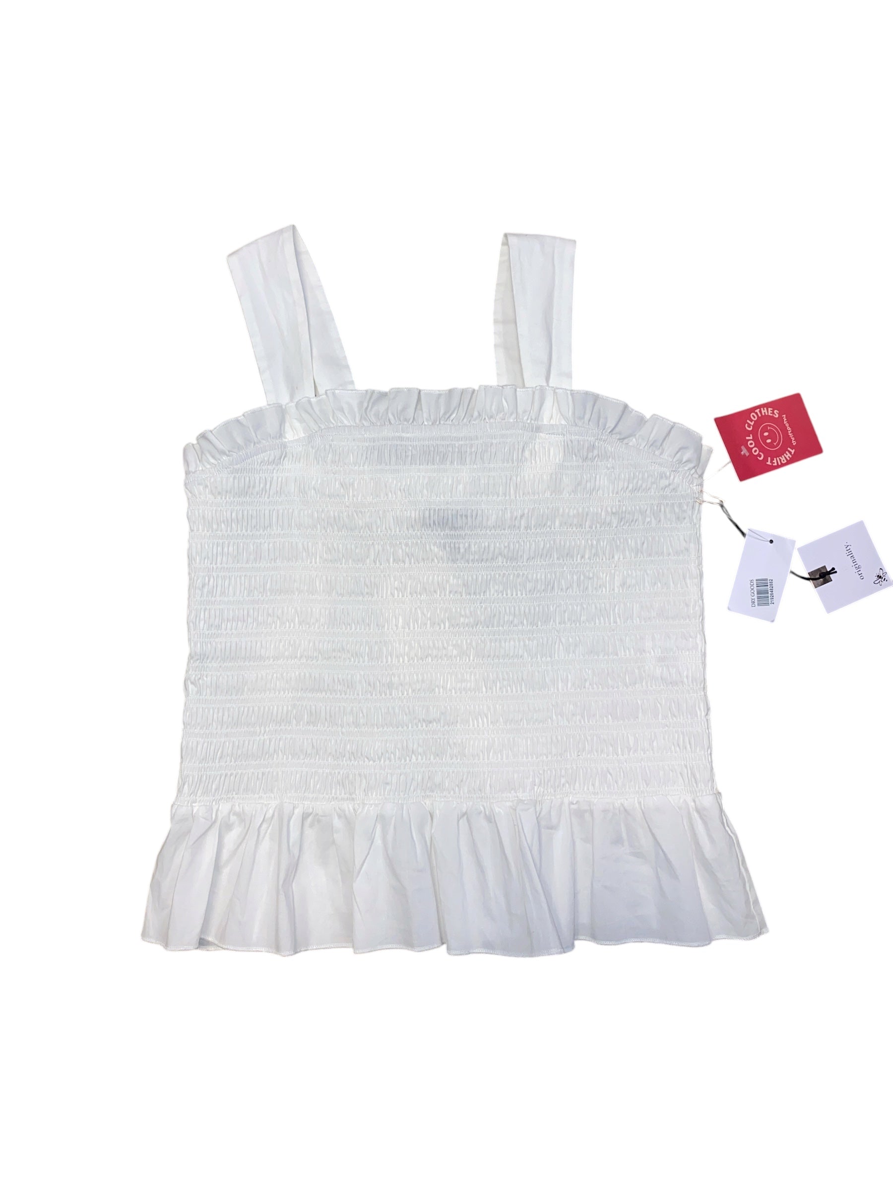 White Originality NWT ruffle smock tank, XL