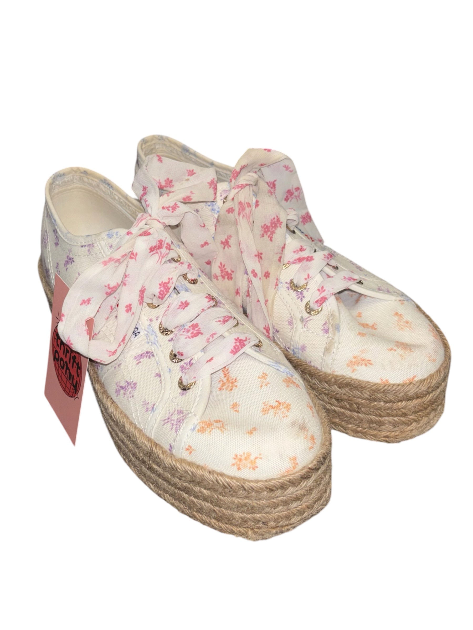 cream pink brown superga floral platform sneakers, 40