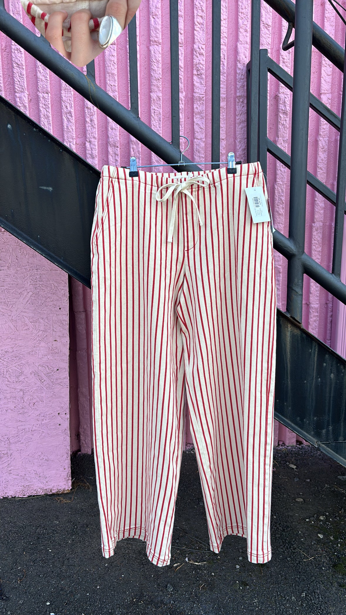 cream red avec les filles striped pants nwt, m