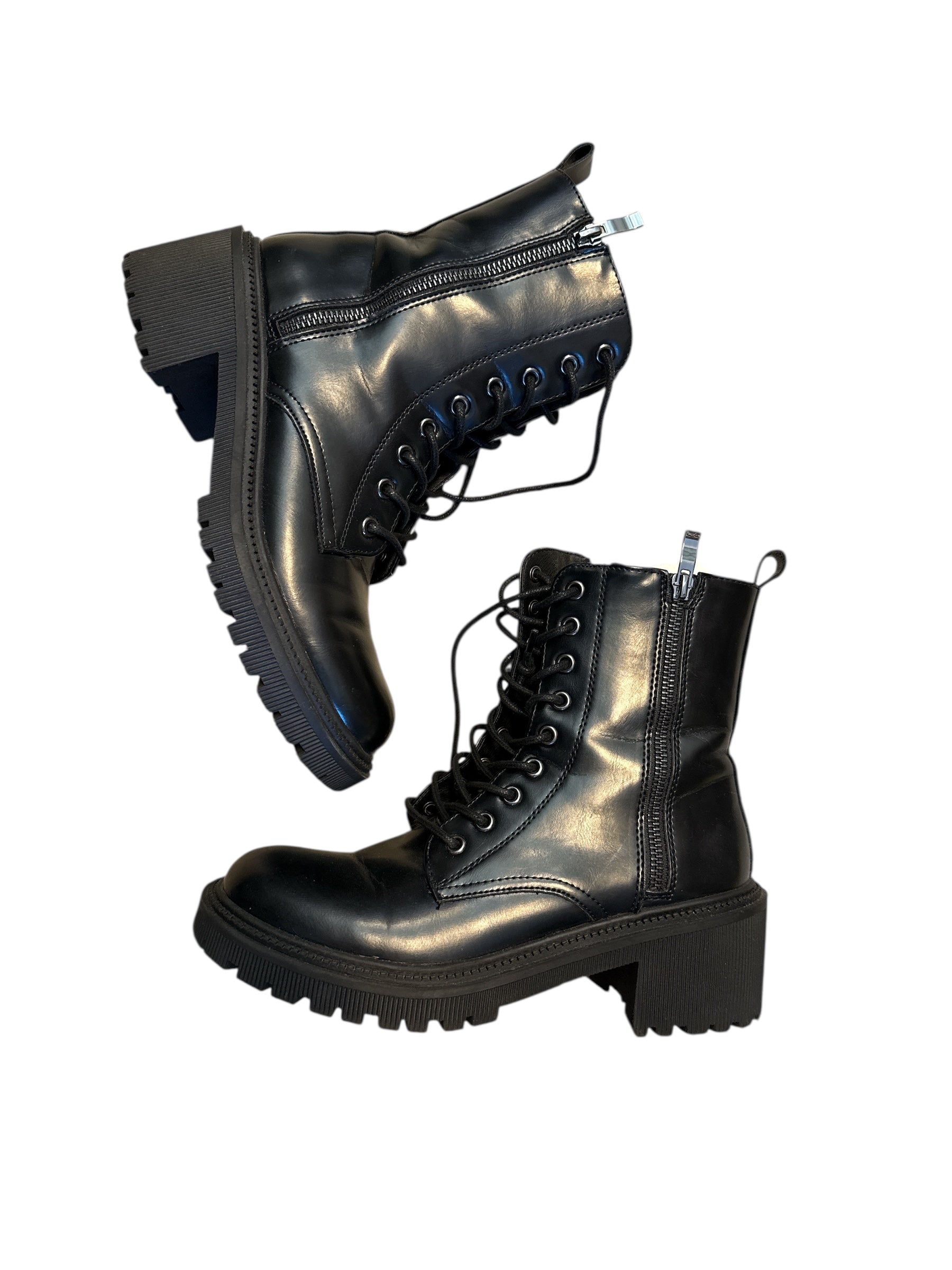 black steve madden combat boots, 7 women’s