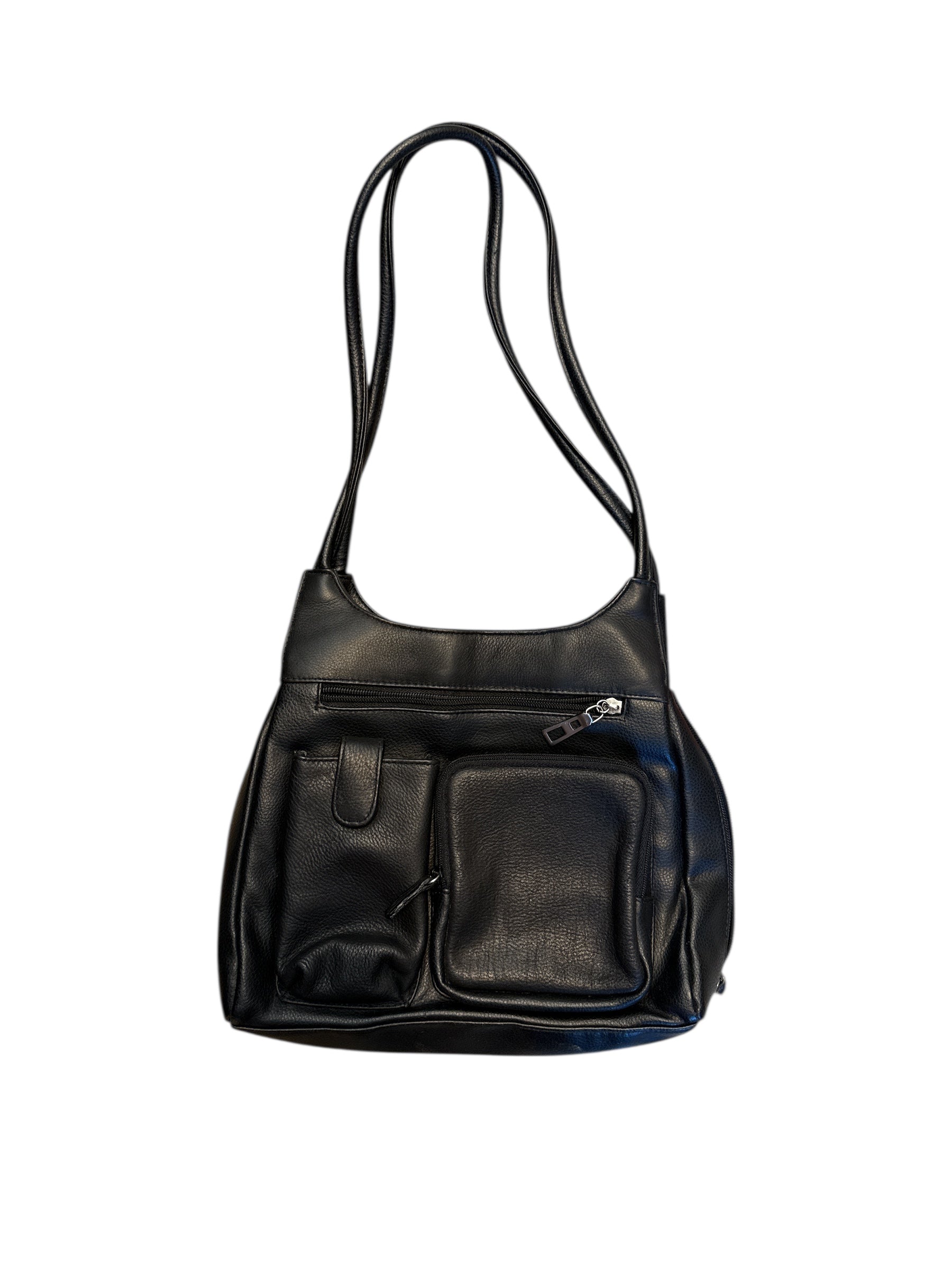 black cherokee pleather purse w pockets