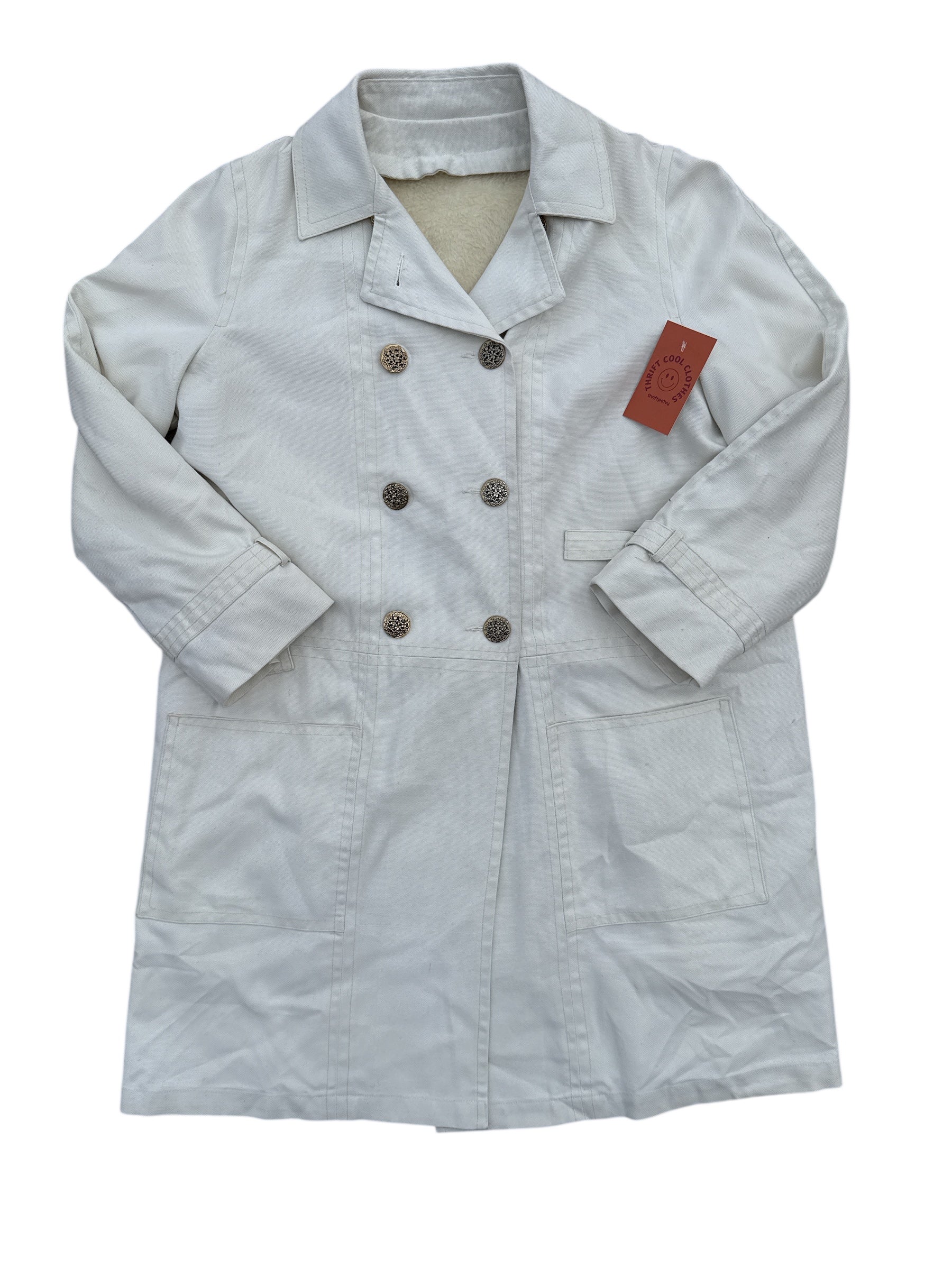 Cream Fleece lined trench coat, L