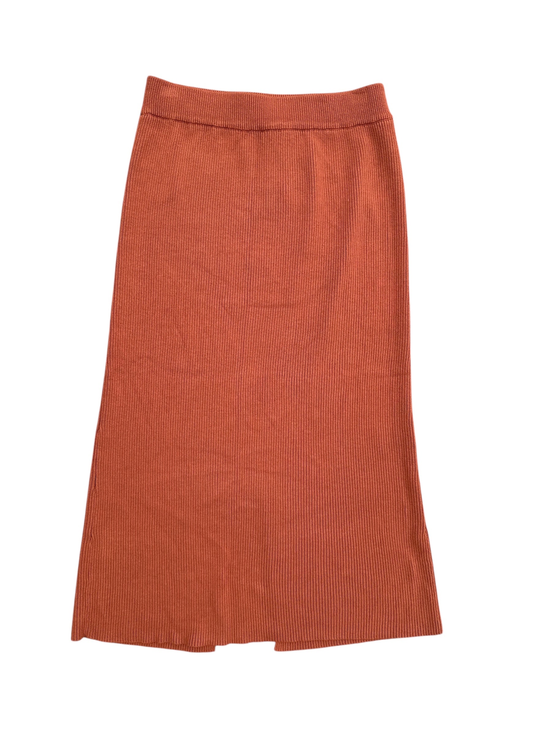 orange lulus ribbed midi skirt, L