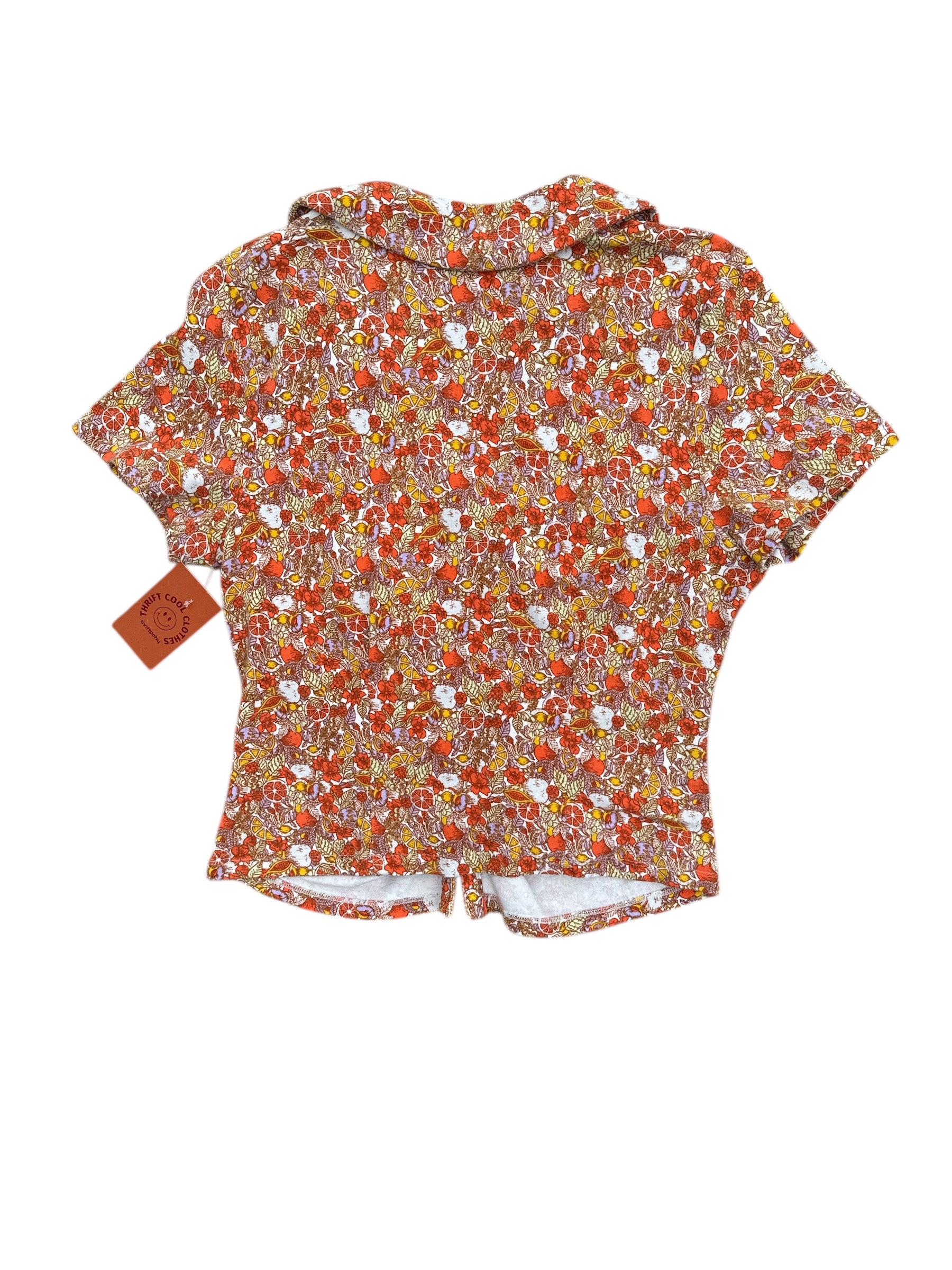 orange red white maeve citrus pattern shirt, xl