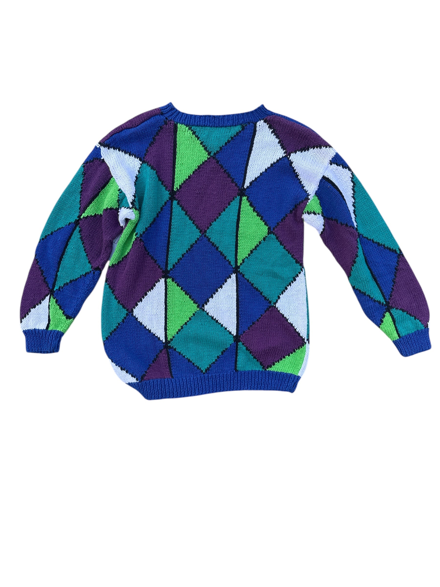 purple blue green westbound funky print knit sweater, m