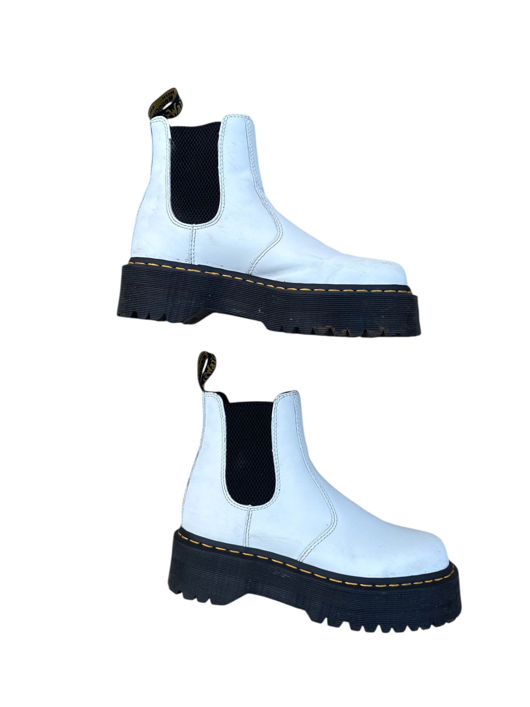 white doc marten chelsea platform boot, 6 women's